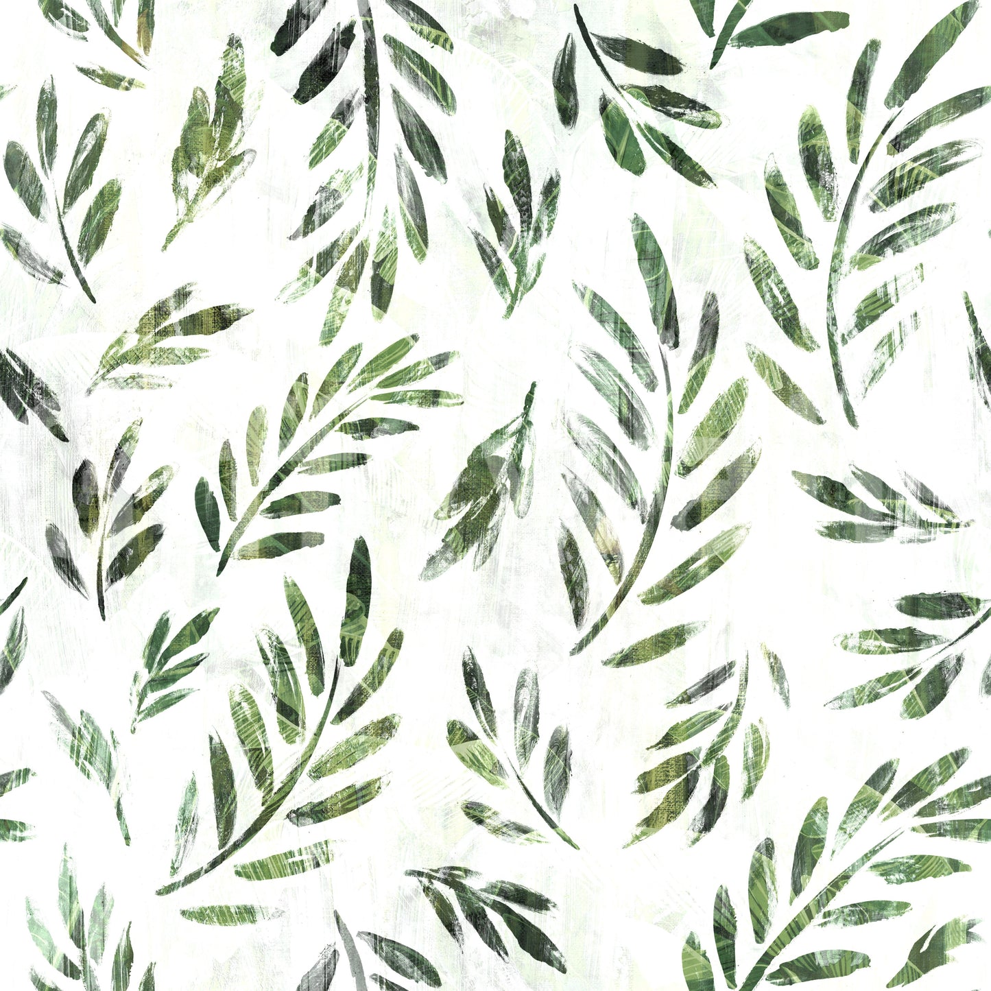 Rustic Botanical Green Leaves Wallpaper