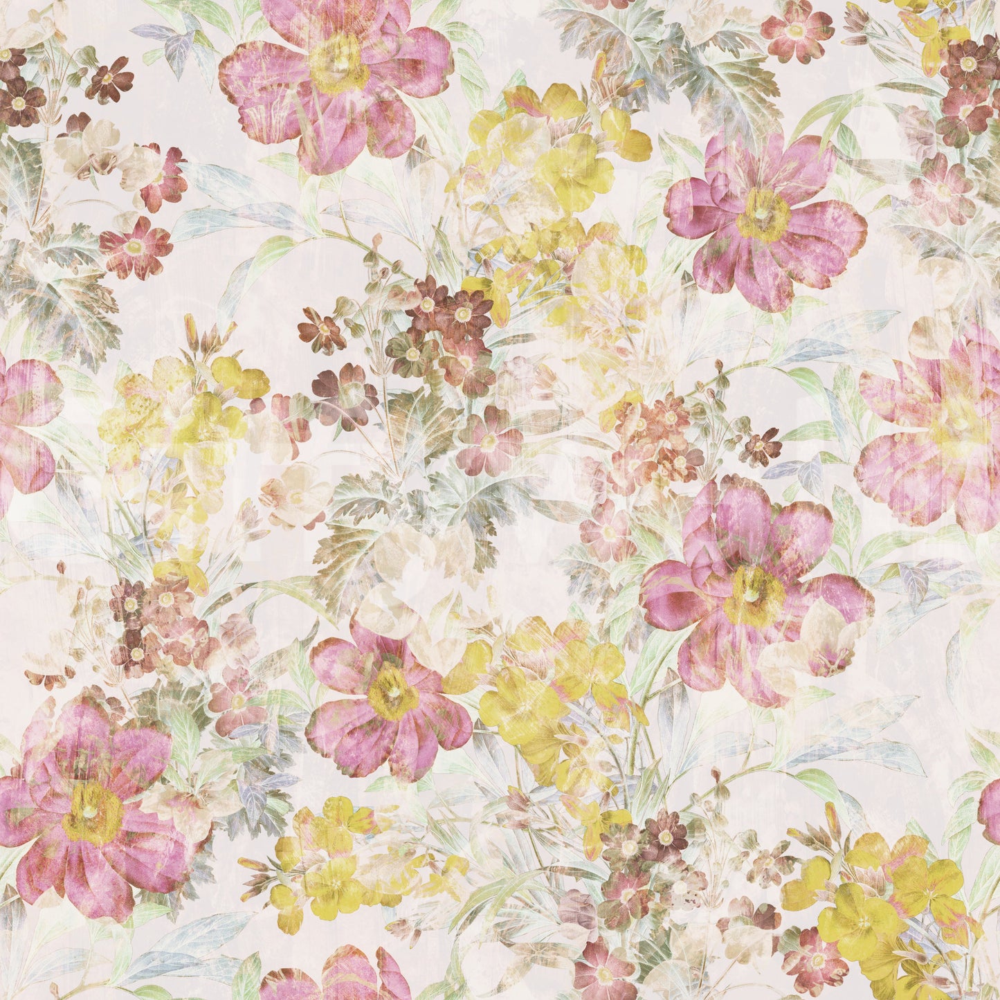 Vintage Pastel Floral Meadow Wallpaper