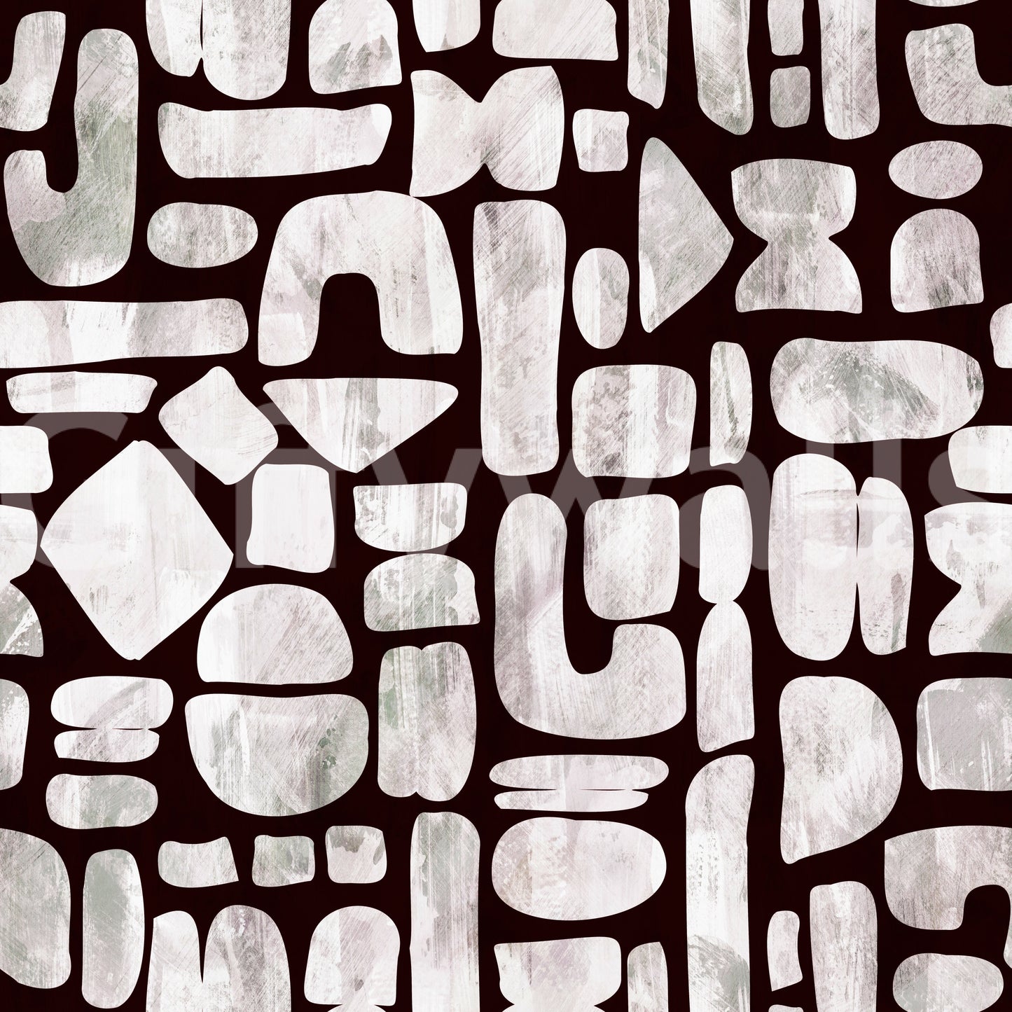 Abstract Painted Shapes Pattern Wallpaper