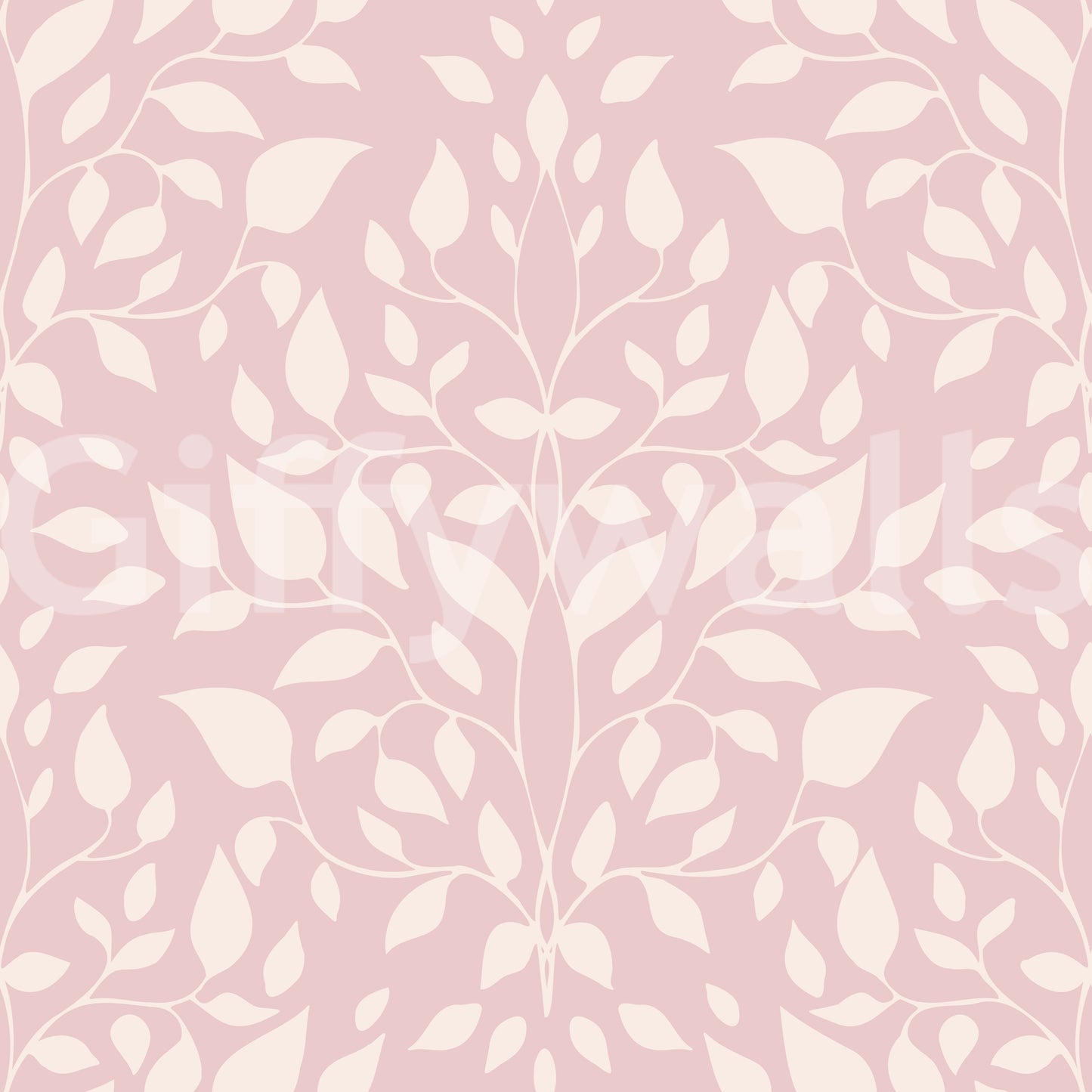 Soft Blush Botanical Damask Wallpaper