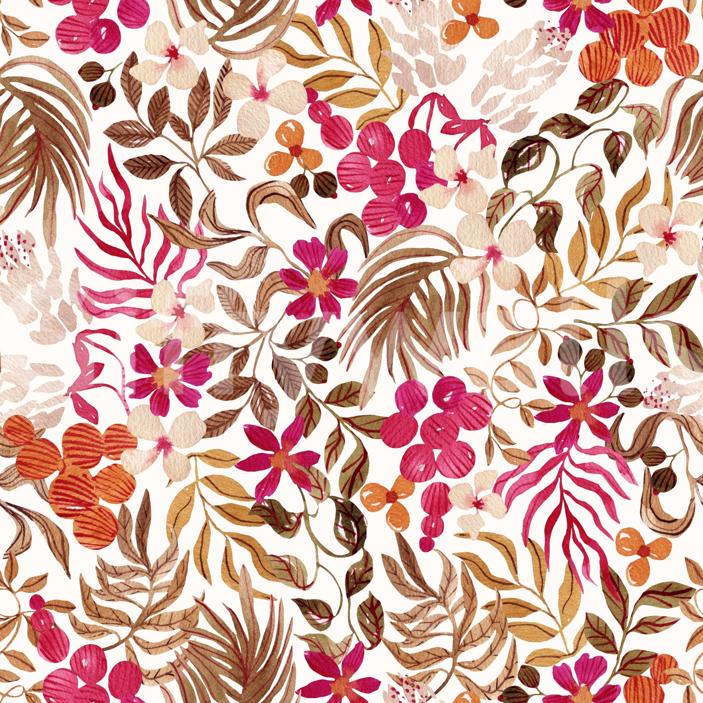 Bohemian Painted Botanical Flora Wallpaper