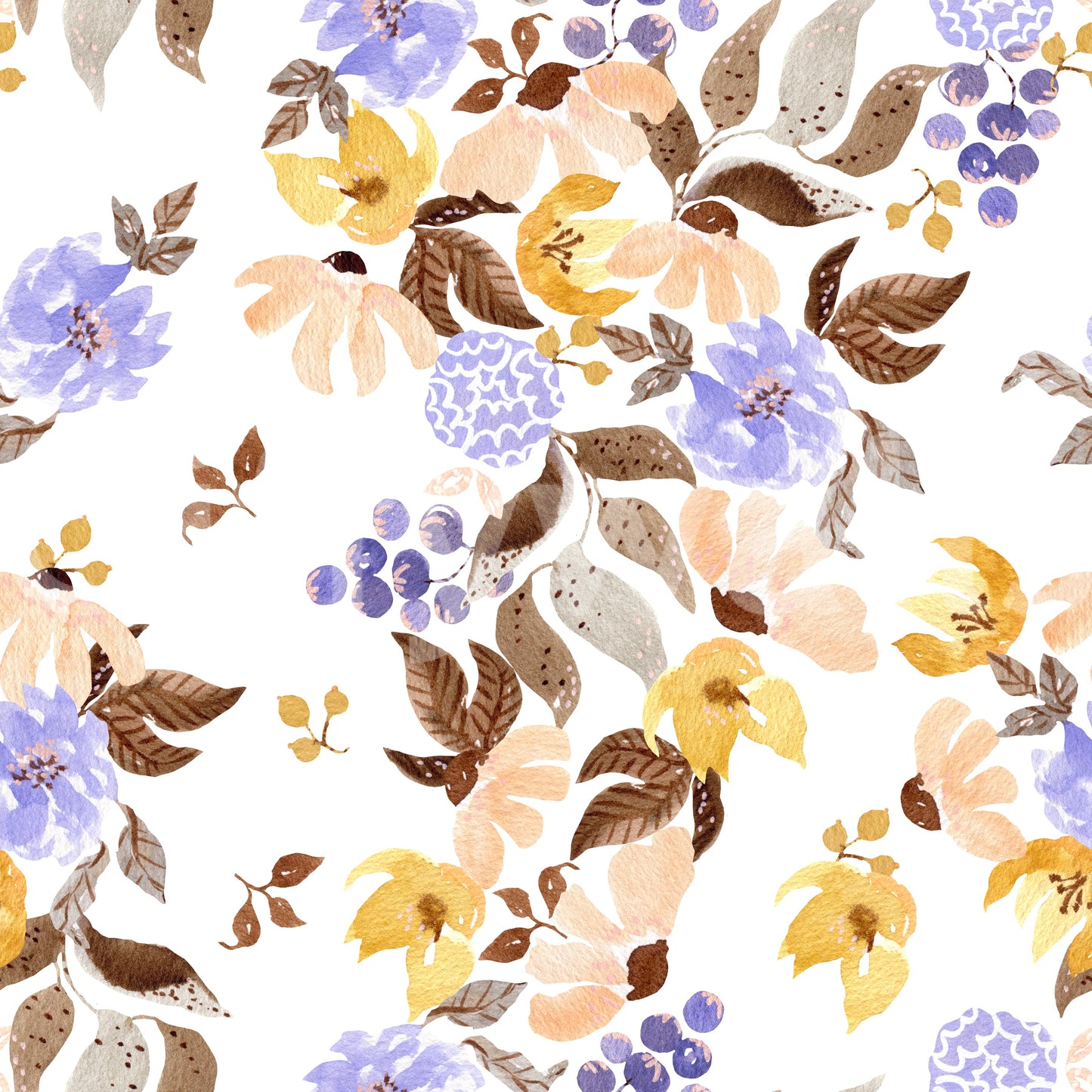 Watercolor Meadow Floral Sprays Wallpaper
