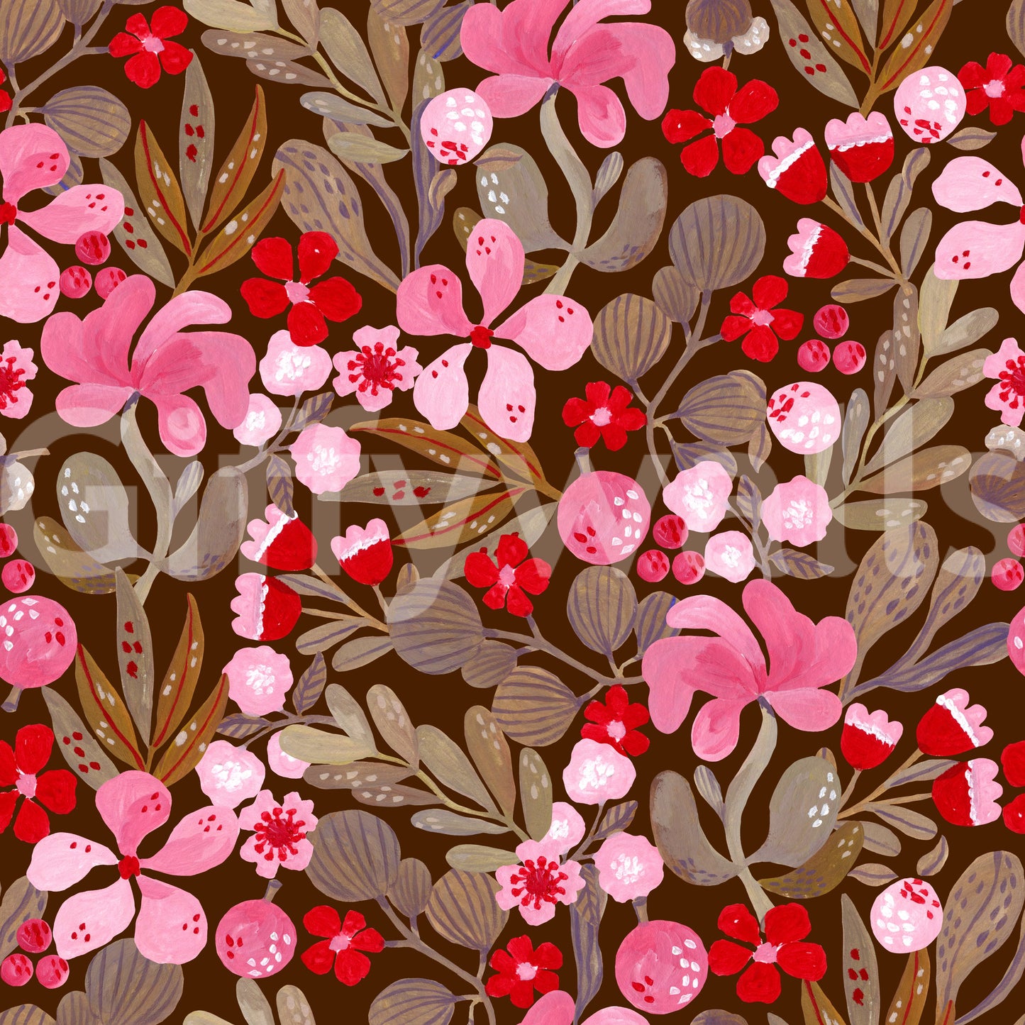 Rustic Crimson Petal Garden Wallpaper