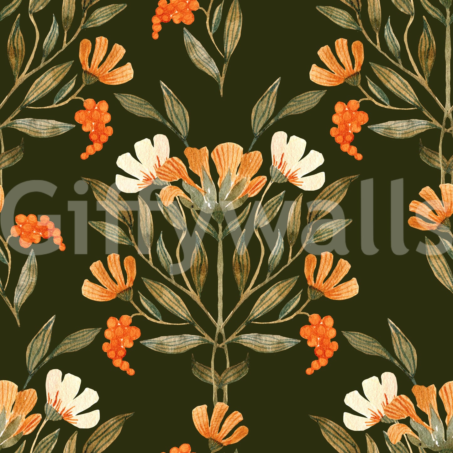 Autumnal Meadow Trail Pattern Wallpaper