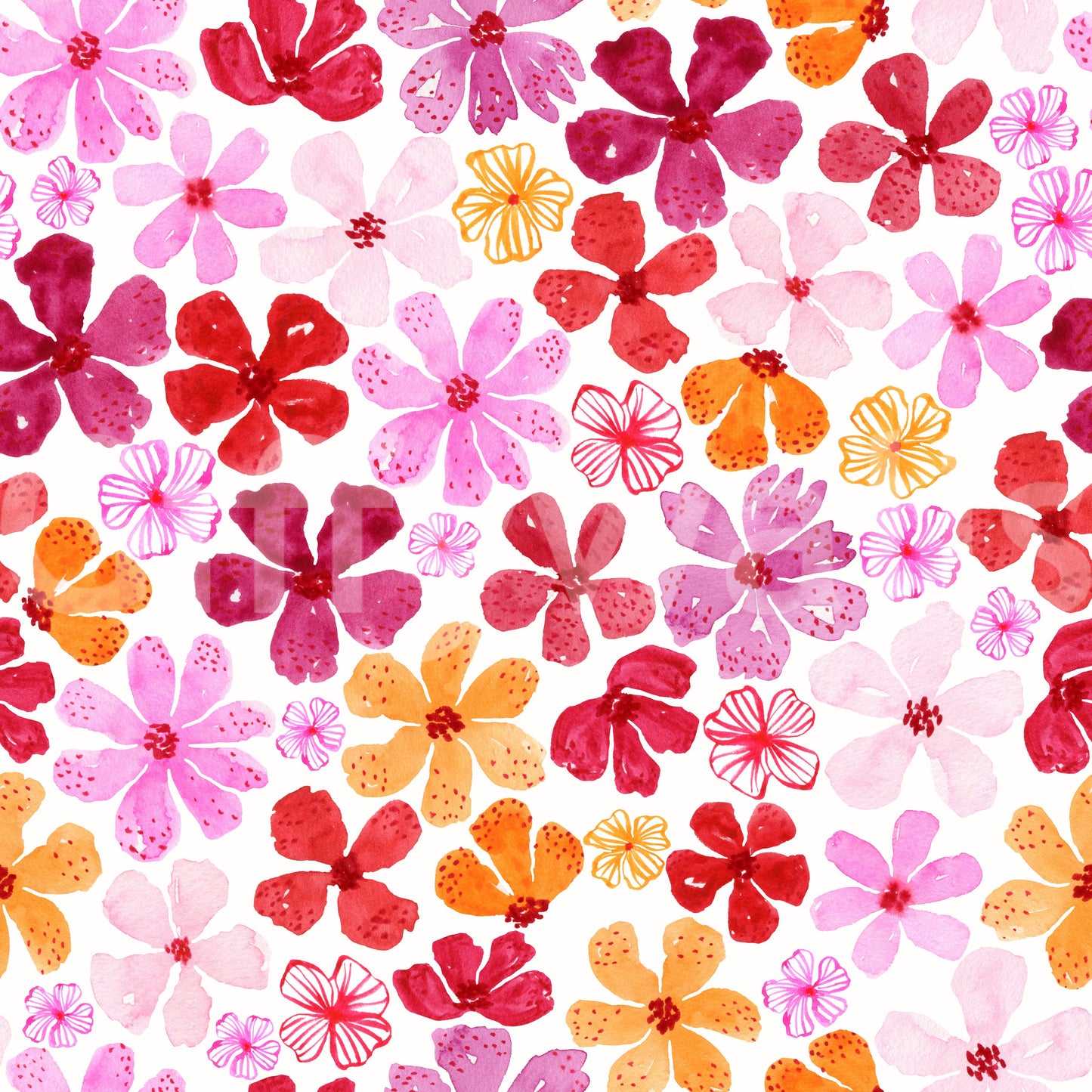 Watercolor Garden Blooms Wallpaper