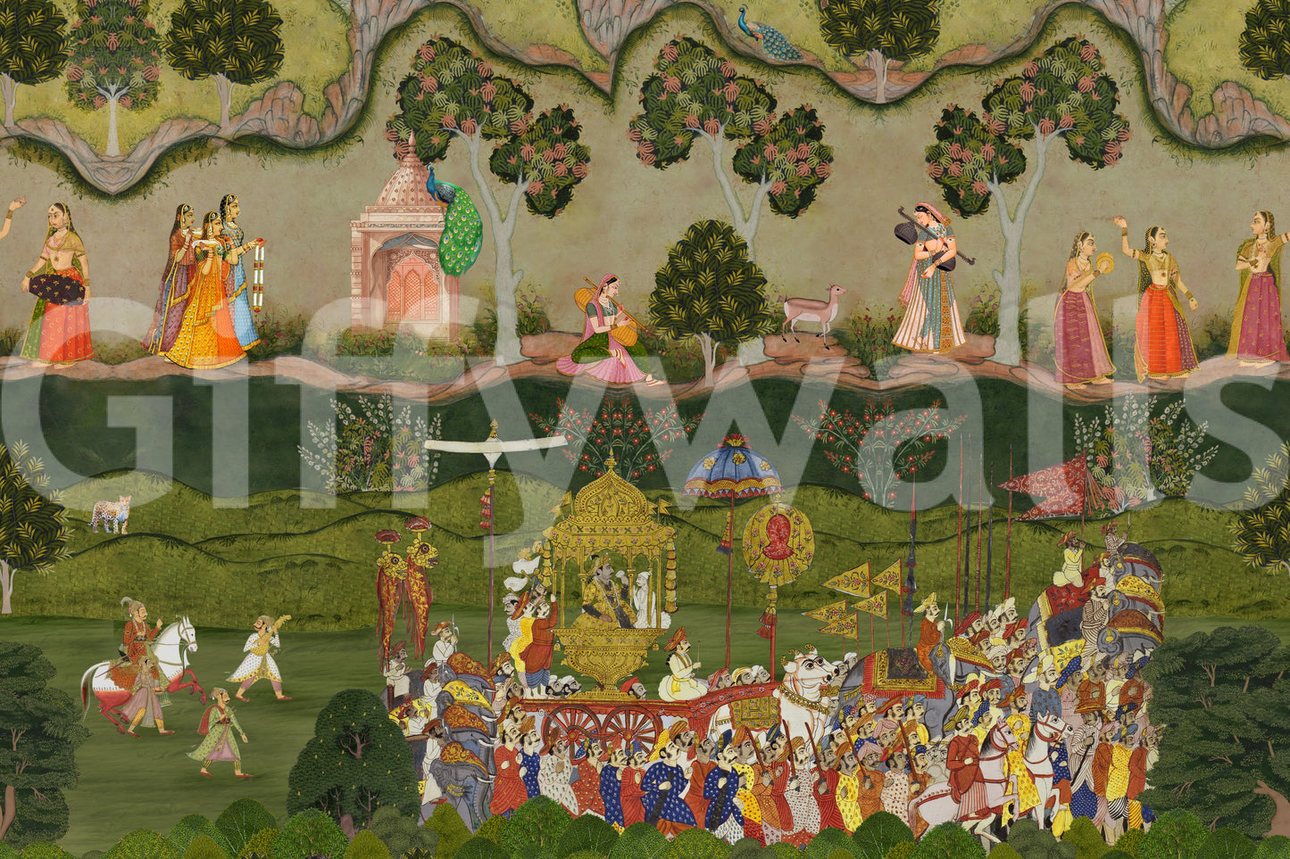 Royal Procession Heritage Scene Wall Mural
