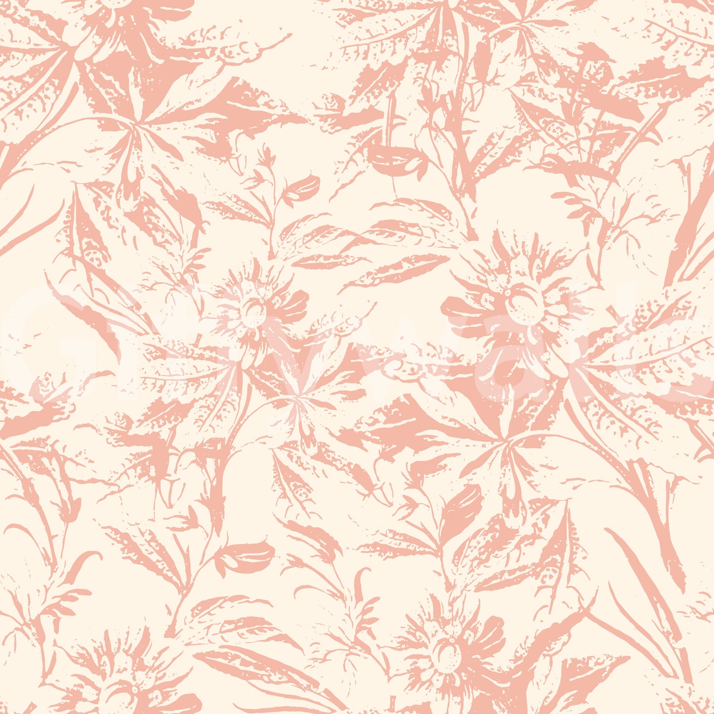 Soft Blush Botanical Sketch Wallpaper