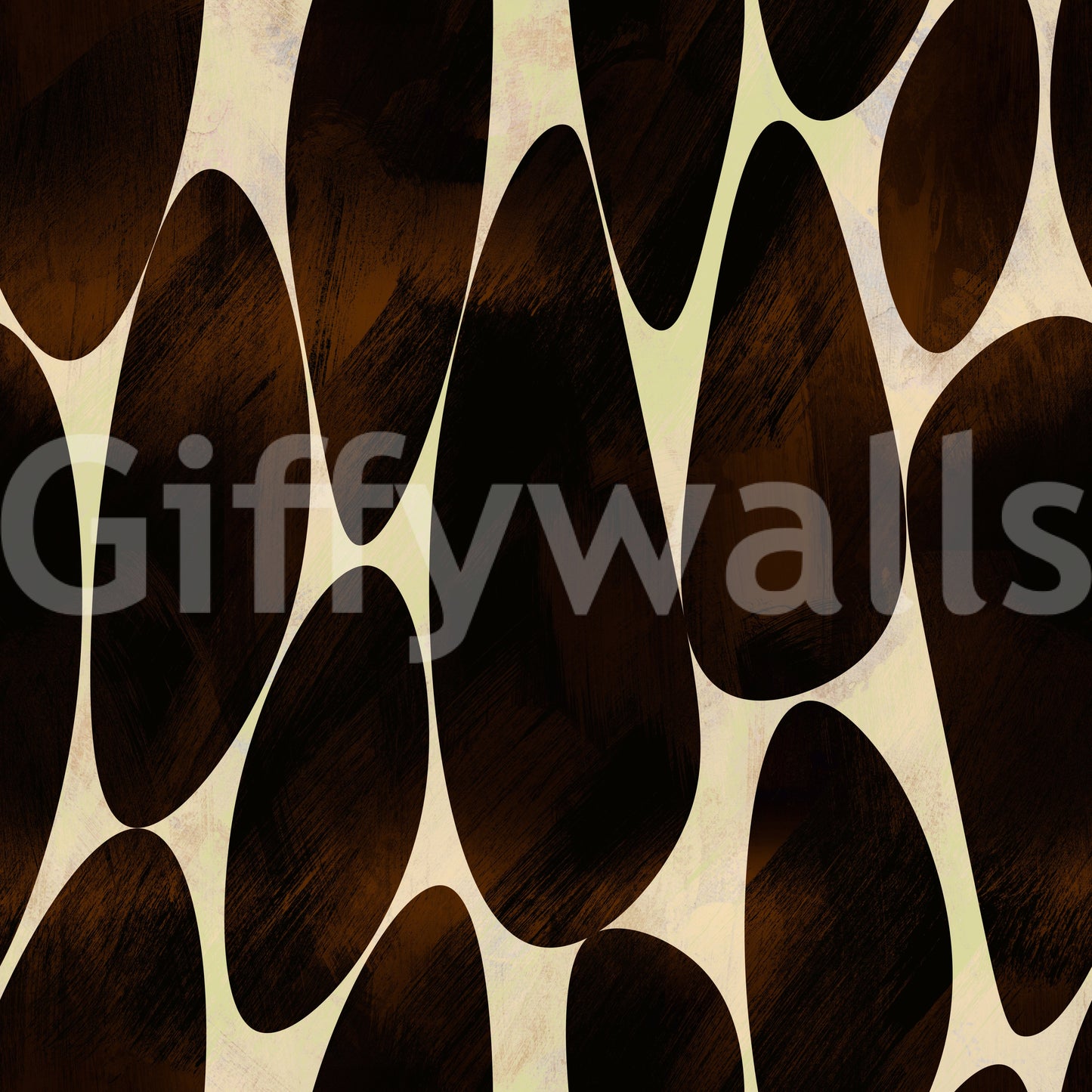 Interlocking Dark Brushstroke Motif Wallpaper