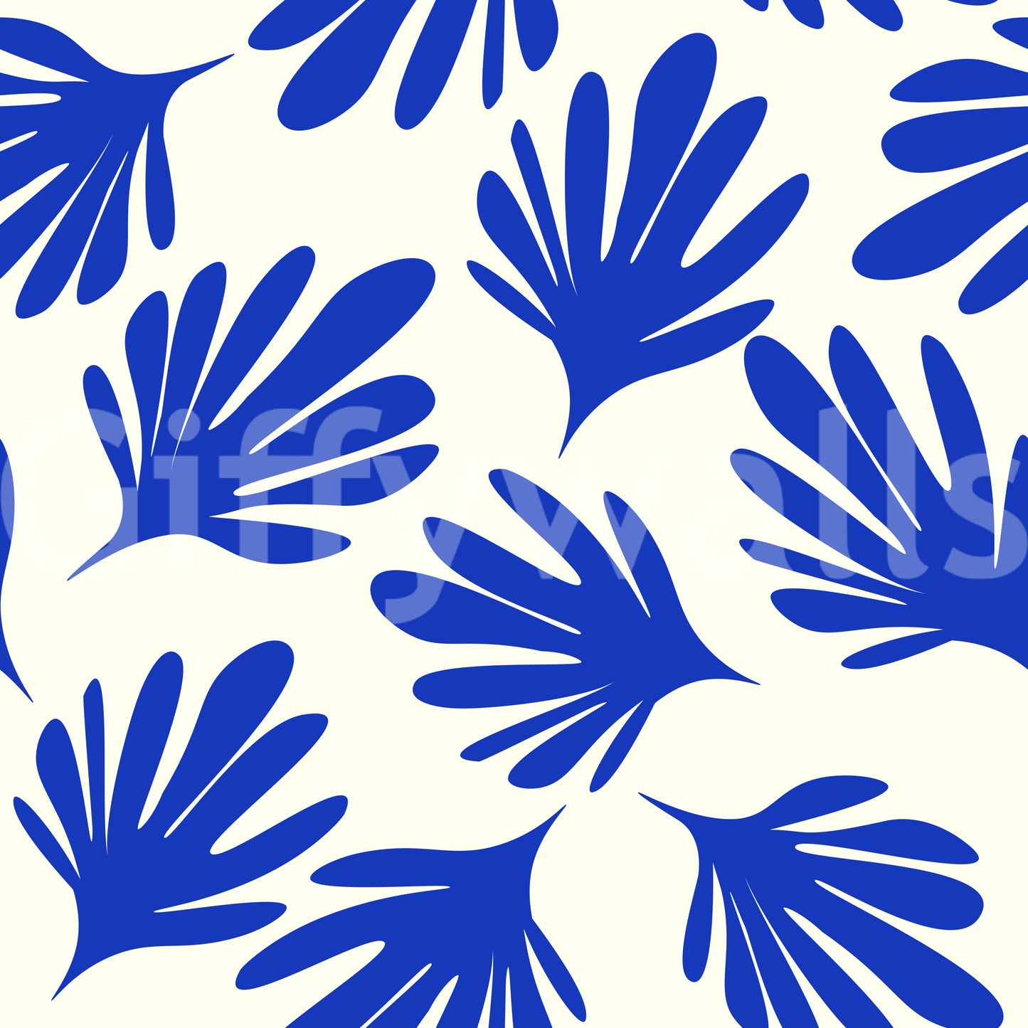 Bold Cobalt Leaf Silhouette Wallpaper