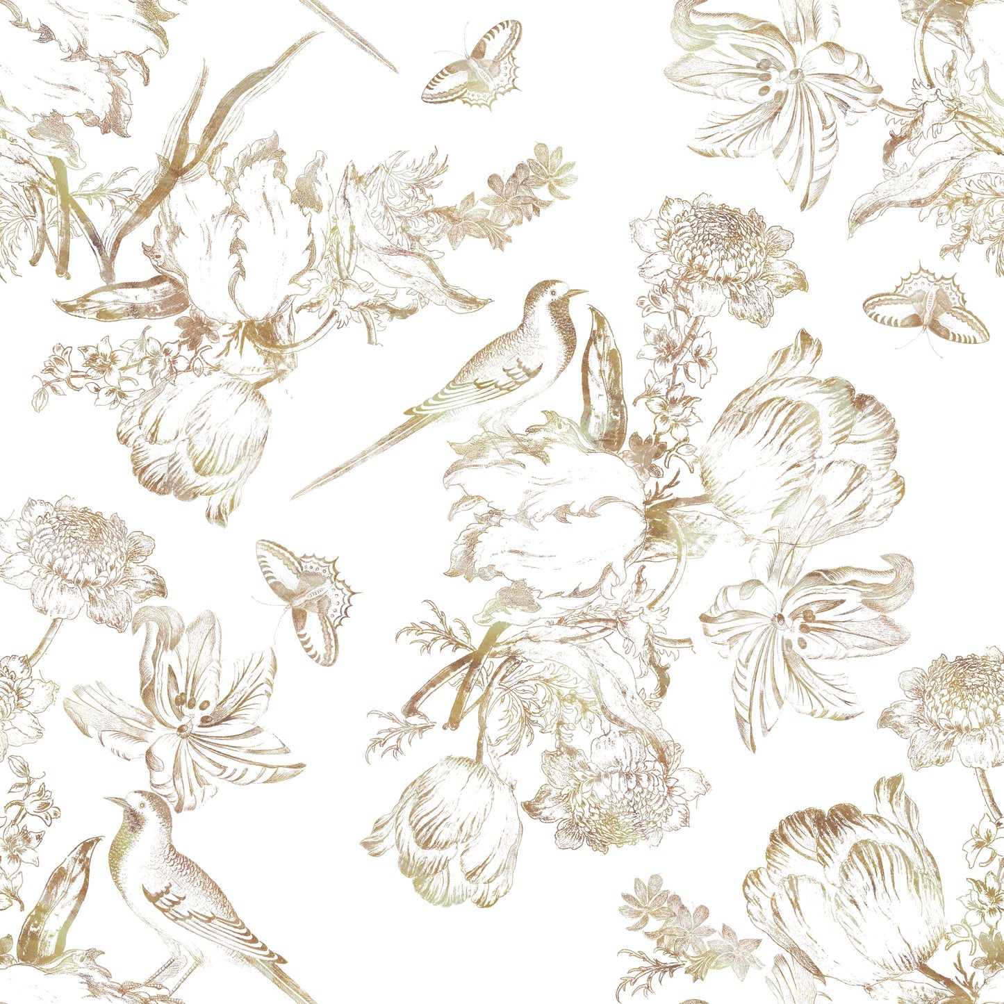Ethereal Winged Meadow Motif Wallpaper