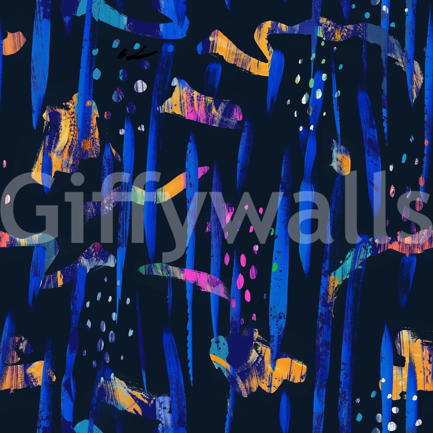 Midnight Blue Painted Harmony Wallpaper
