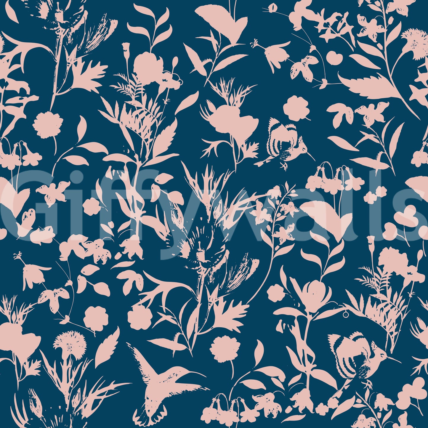 Midnight Flora Silhouette Wallpaper
