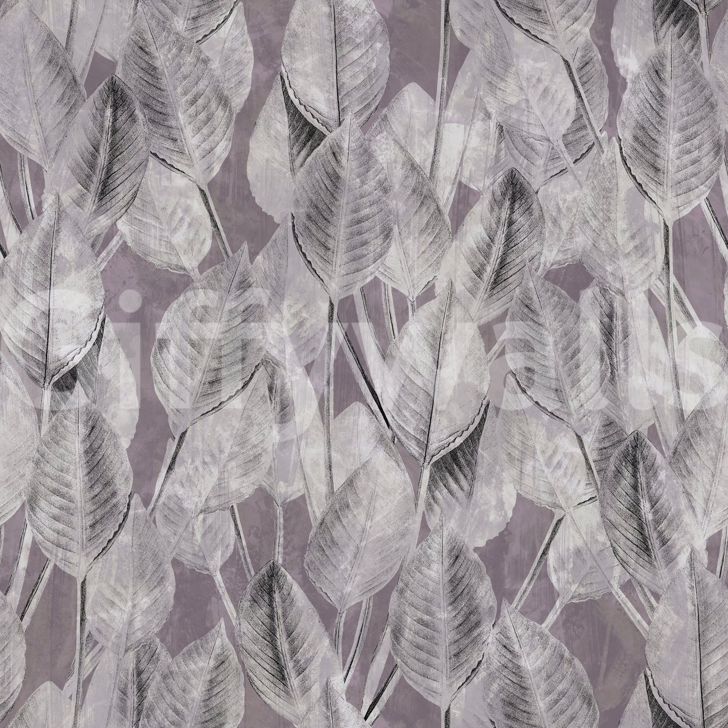 Muted Mauve Leaf Silhouette Wallpaper