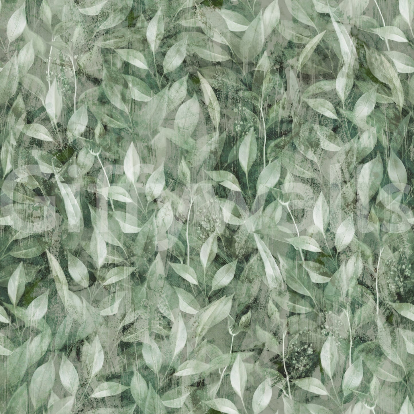 Muted Forest Leaf Ombre Art Wallpaper
