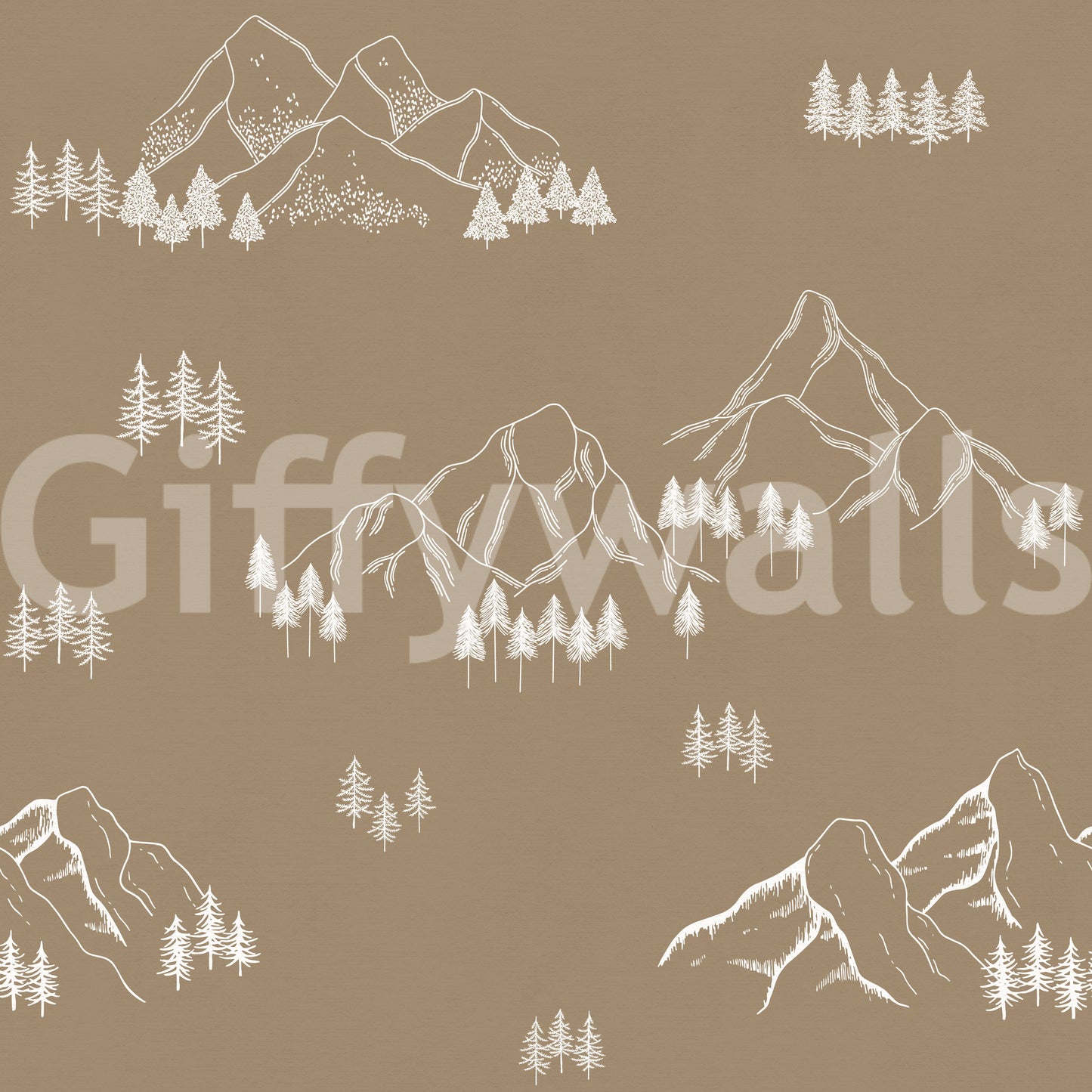 Serene Forest Peak Sketch Wallpaper