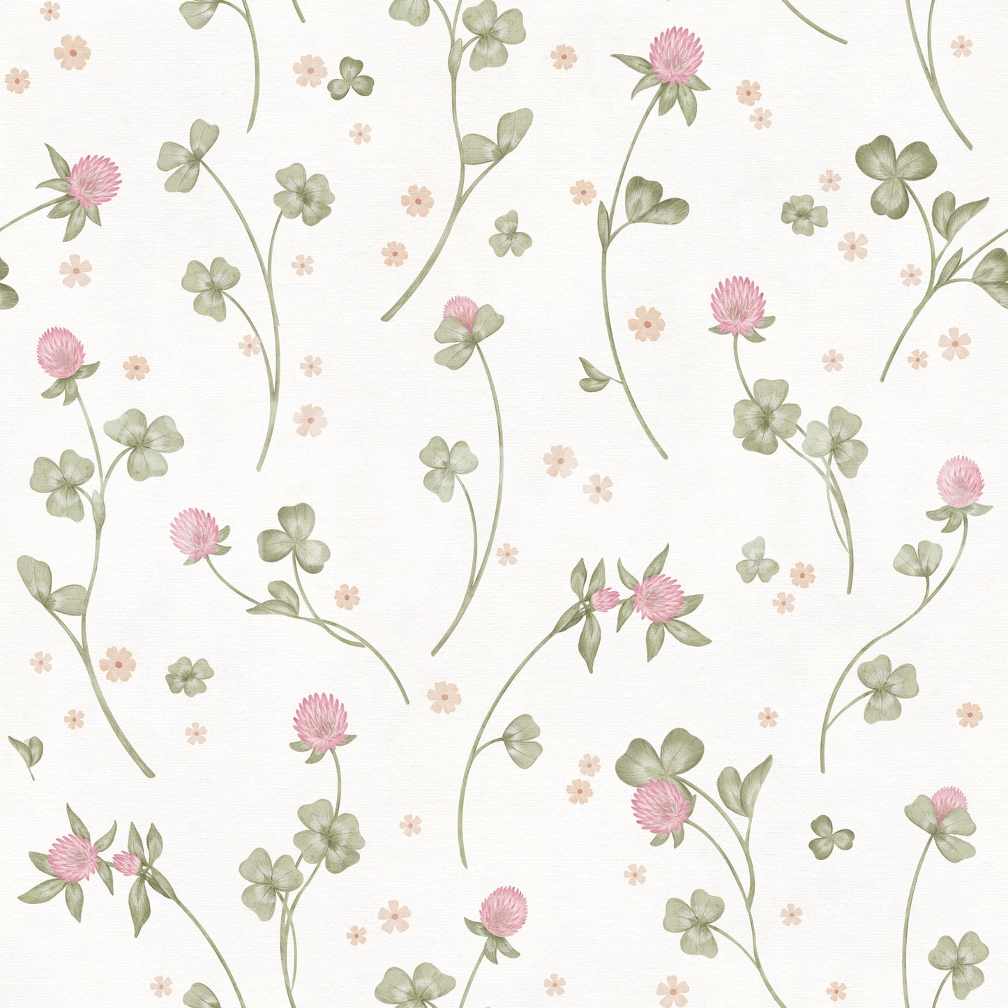 Meadow Clover Botanical Illustration Wallpaper