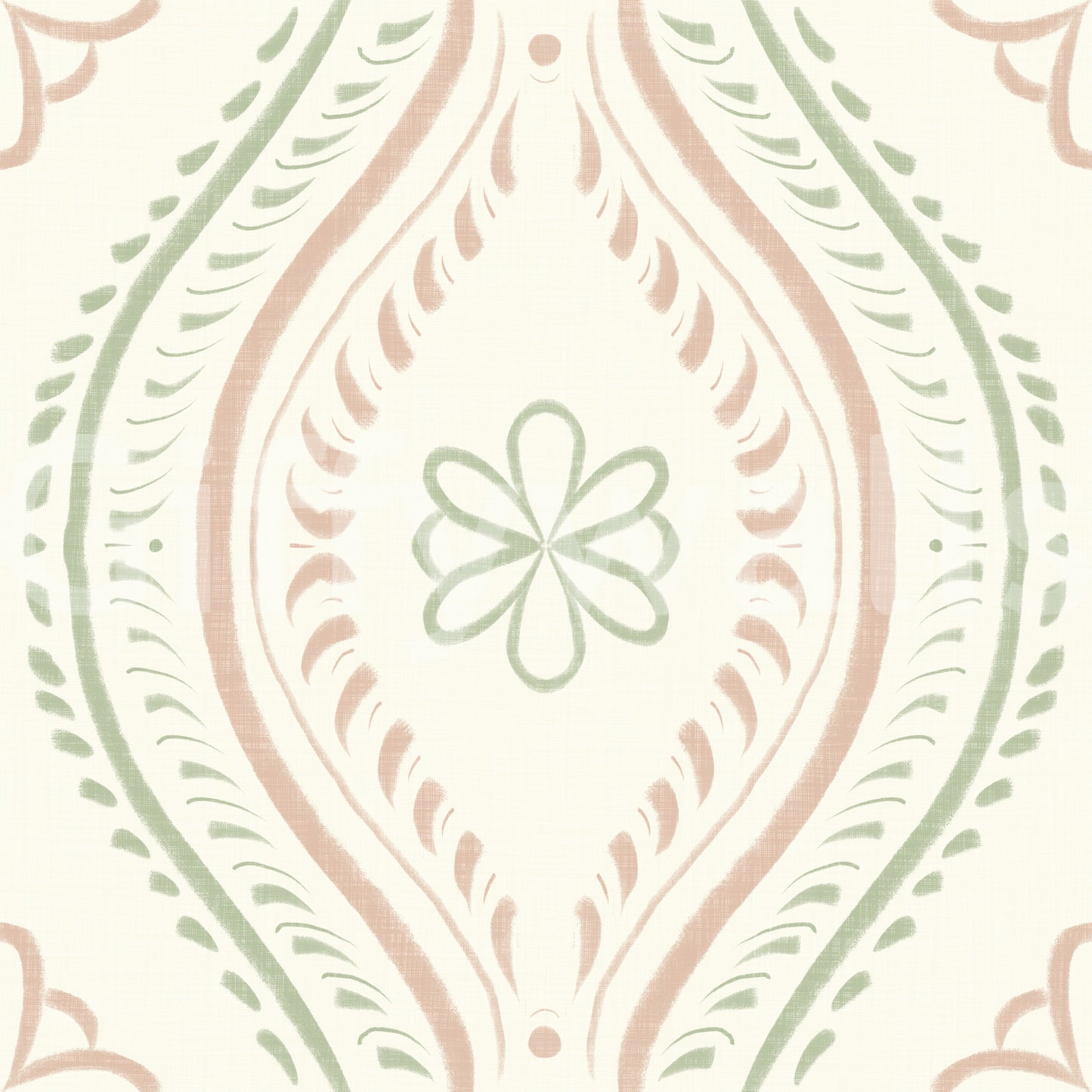 Faded Ogee Damask - Classic Grandmillennial Wallpaper