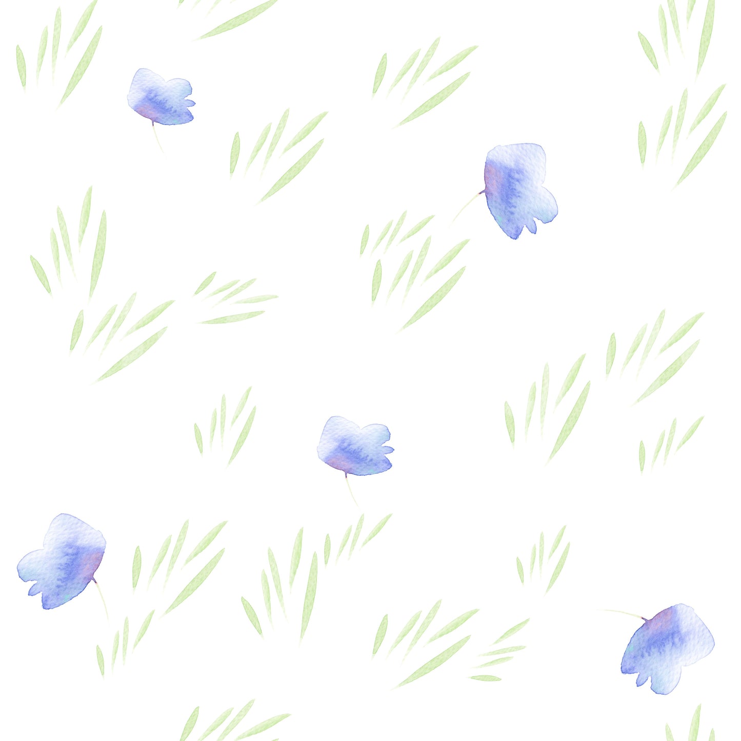 Minimalist Botanical Blue Petals Wallpaper