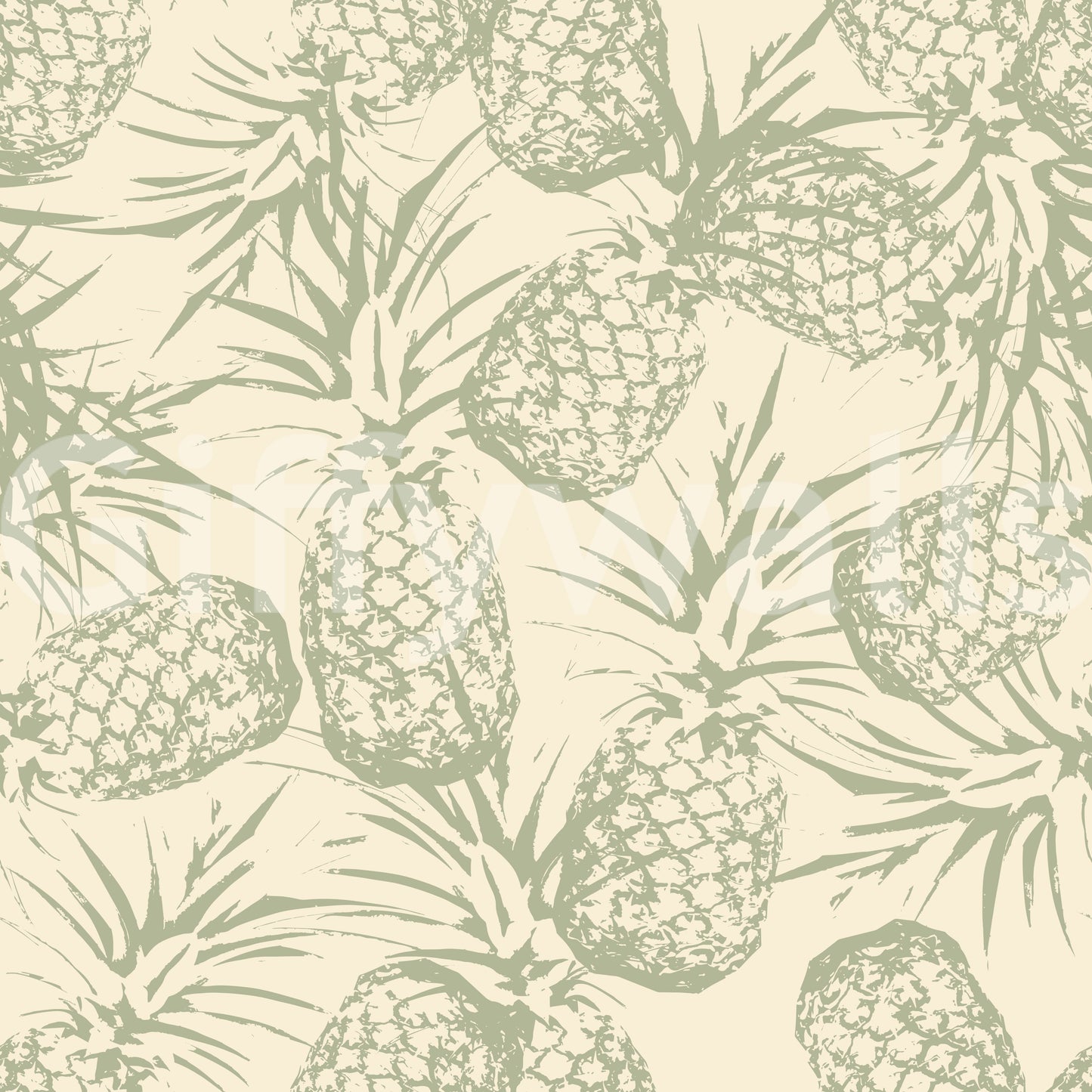 Rustic Pineapple Botanical Print Wallpaper