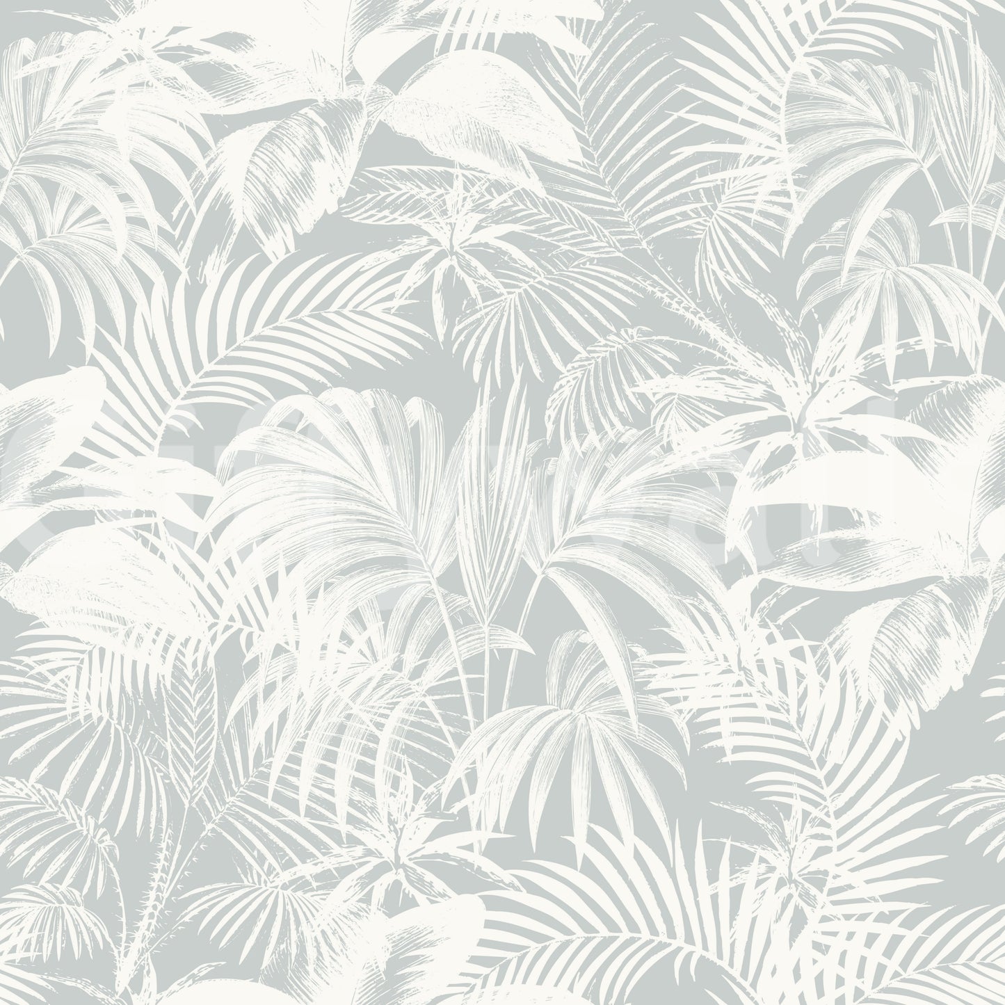 Monochromatic Tropical Palm Foliage Wallpaper