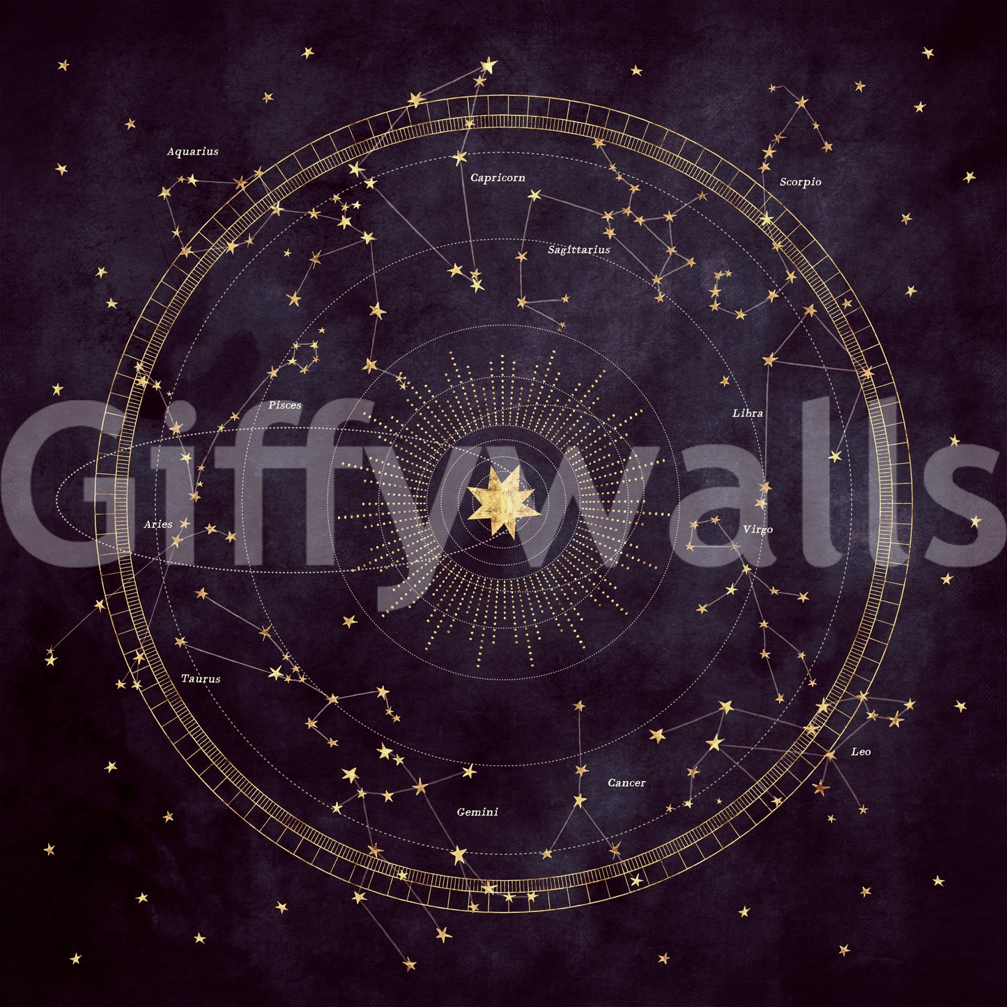 Eggplant Astro Wheel Wall Mural