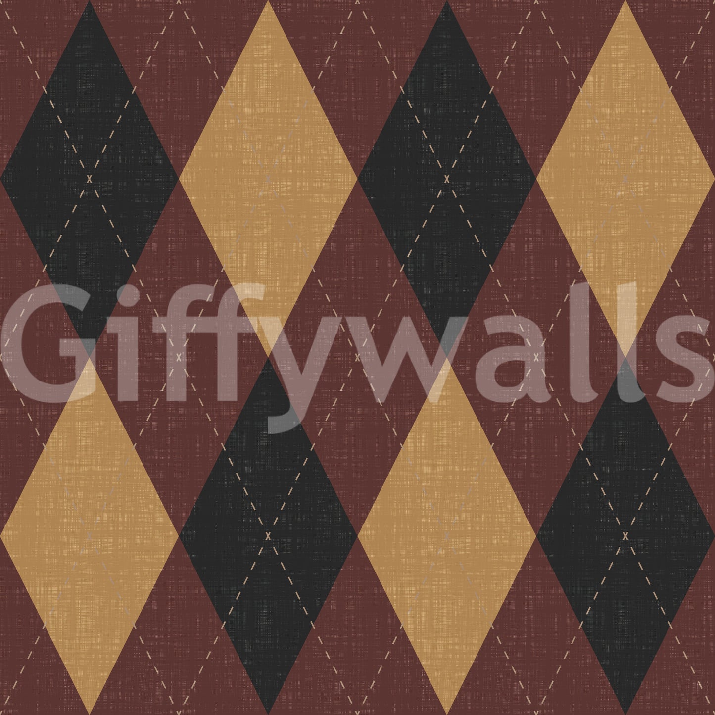 Winter Heritage - Argyle Harlequin Classic Diamond - Dark Moody Mix Wallpaper