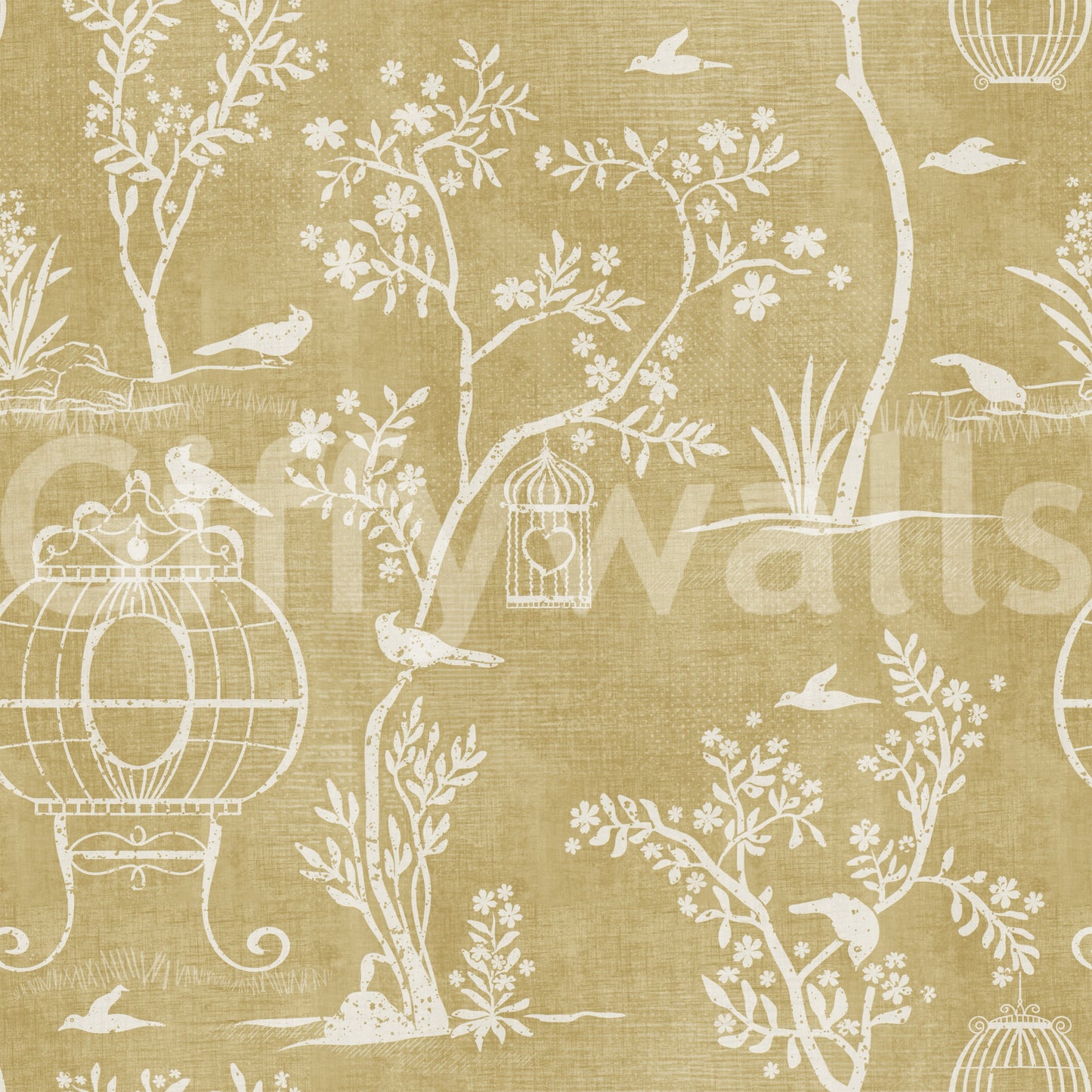 Chinoiserie Garden Birdcage Wallpaper