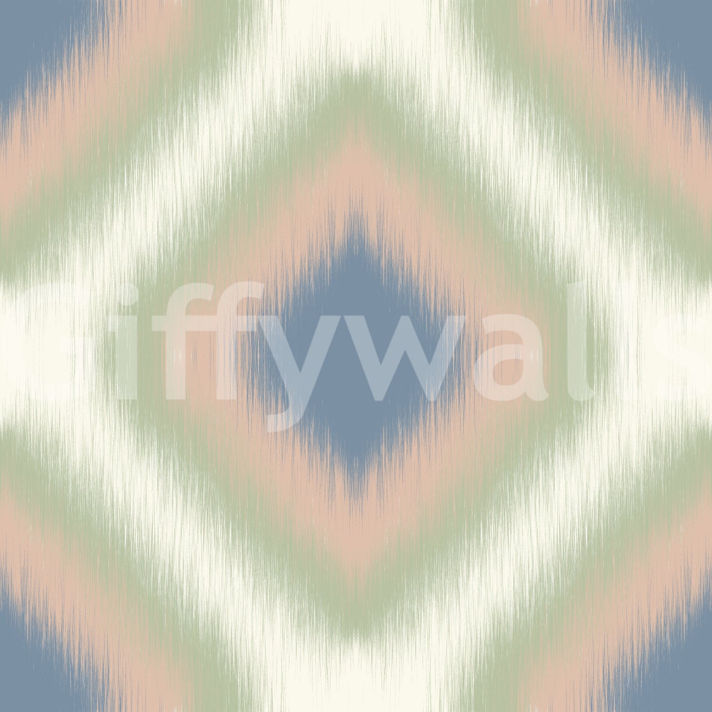 Heritage Ikat - Denim Blue and Blush Pink Grandmillennial Diamonds Wallpaper