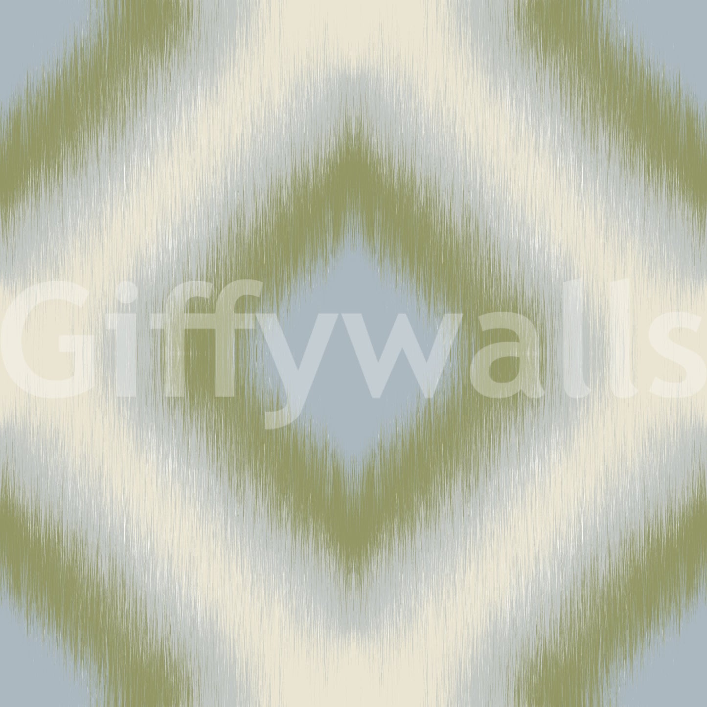 Heritage Ikat - Sage Green and French Blue Grandmillennial Diamonds Wallpaper
