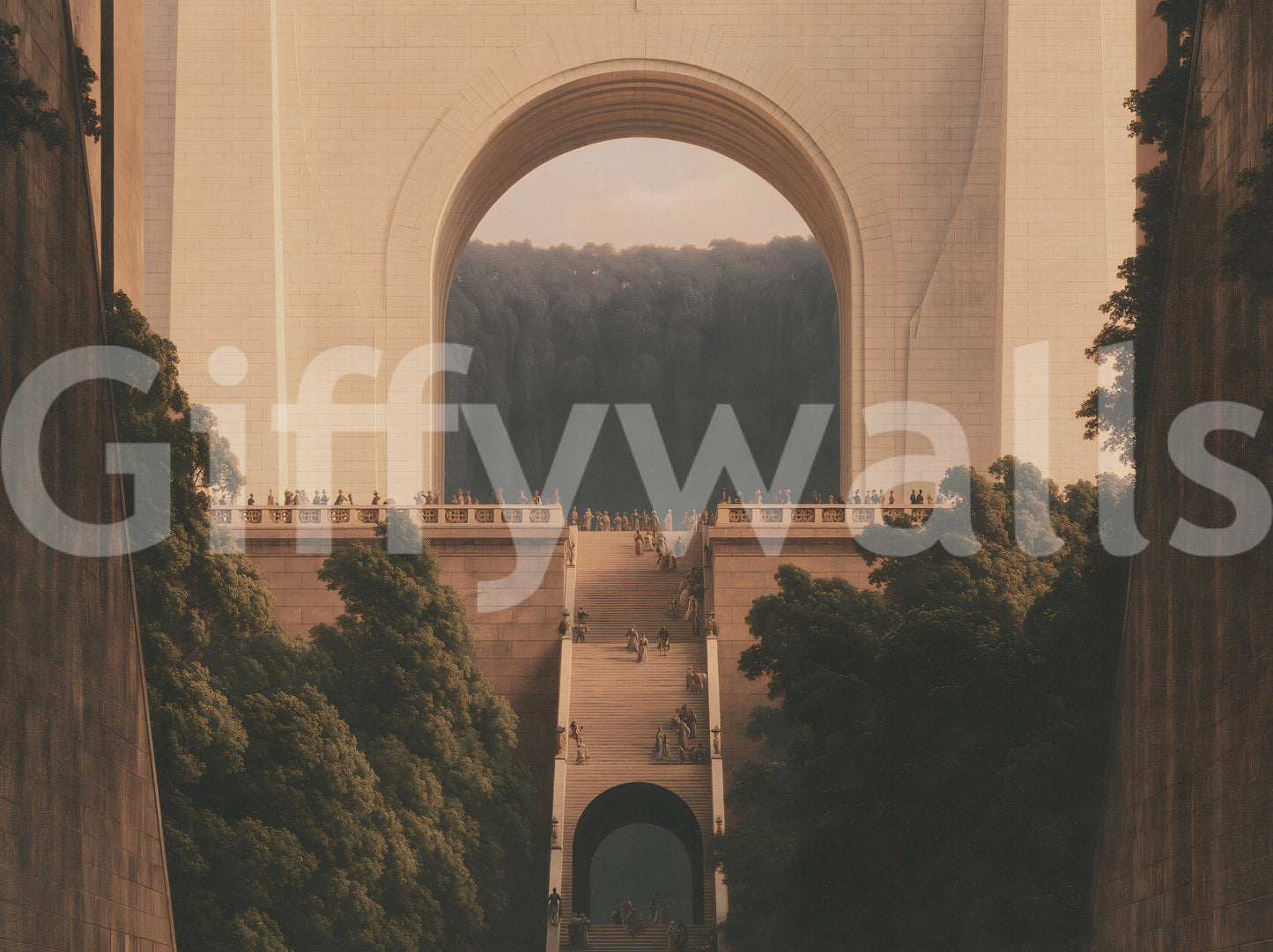 Monumental Stone Passage Wall Mural