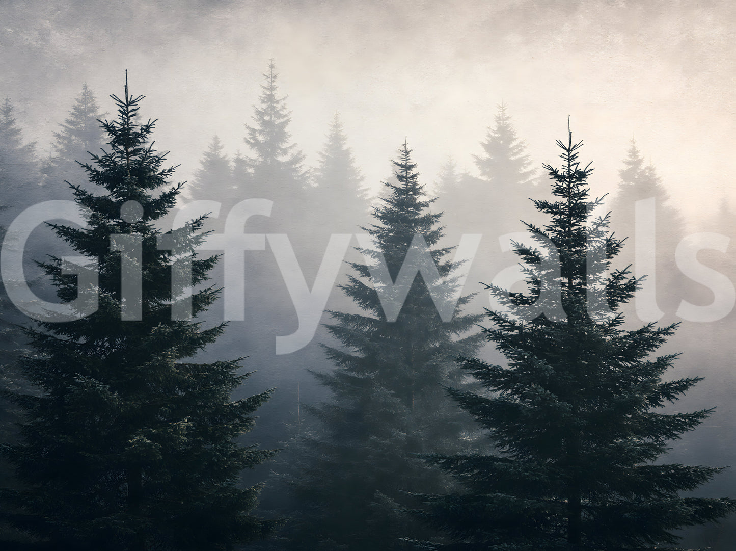 Winter Woodland Mist Study Wall Mural