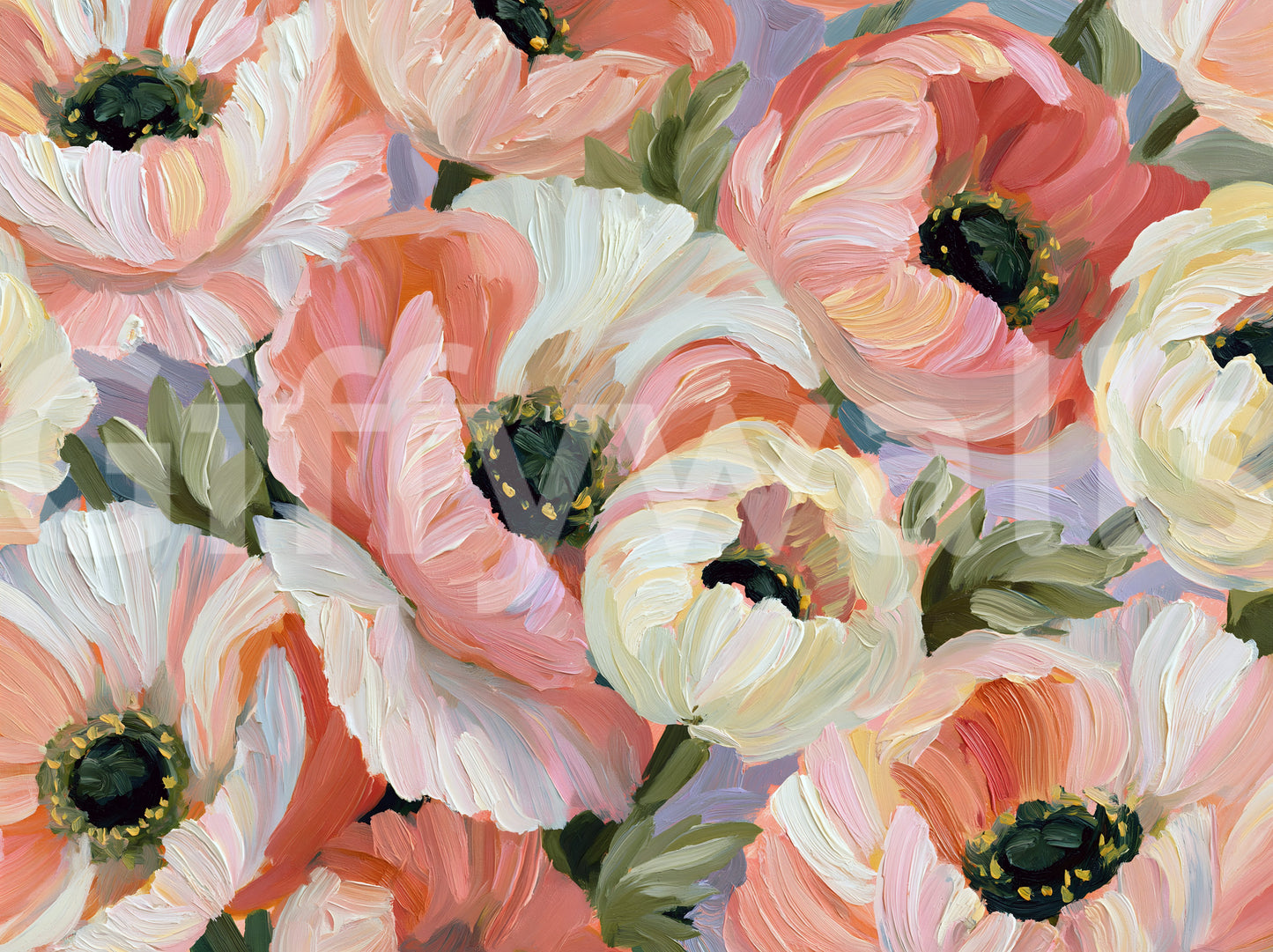 Impressionist Poppy Bloom Field Wall Mural