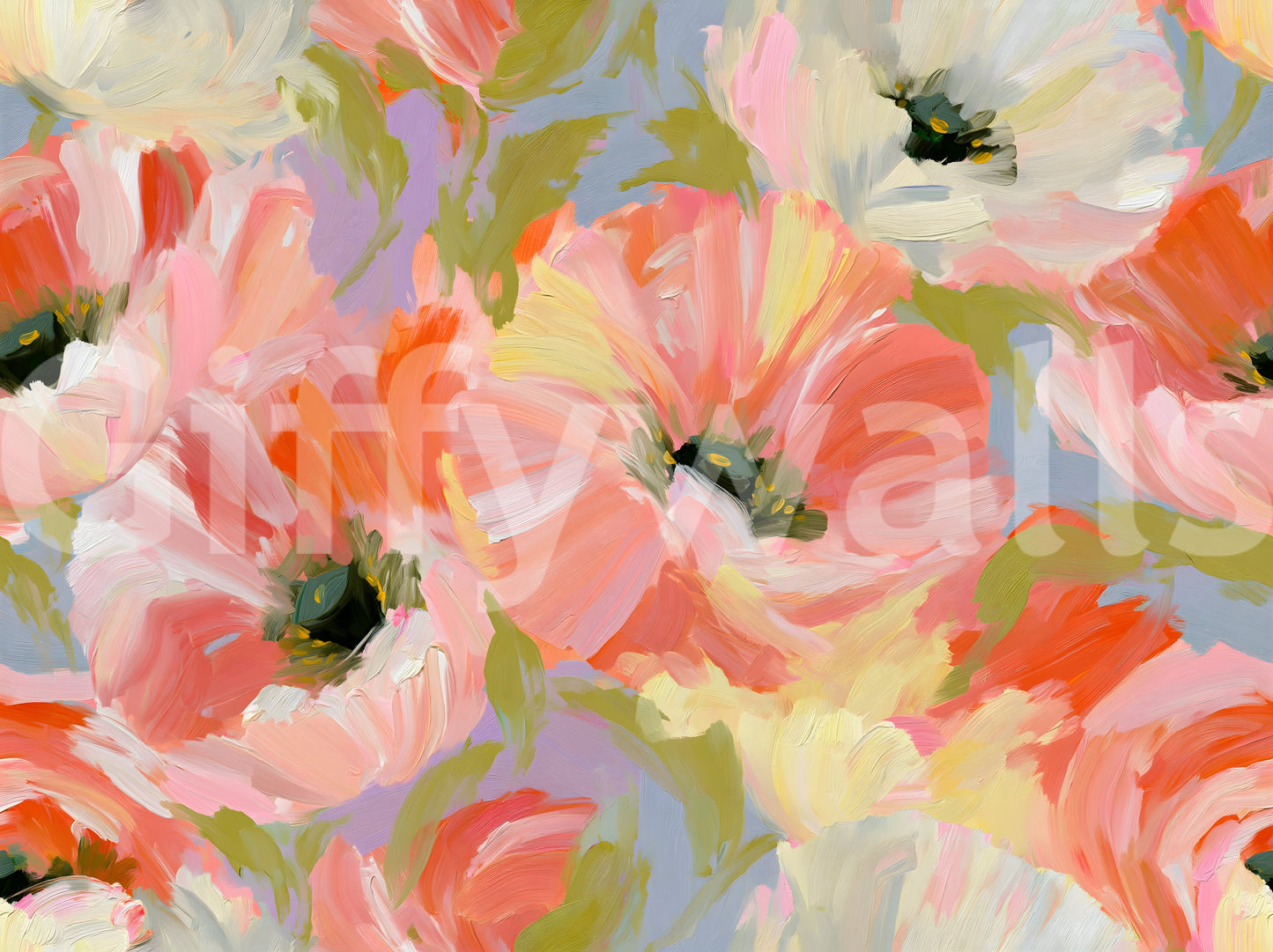 Impressionist Poppy Garden Wall Mural