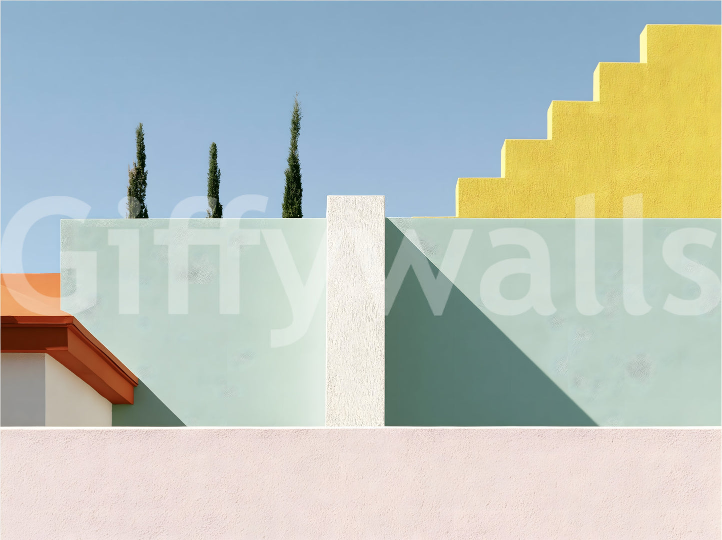 Minimalist Mediterranean Geometric Facade Wall Mural