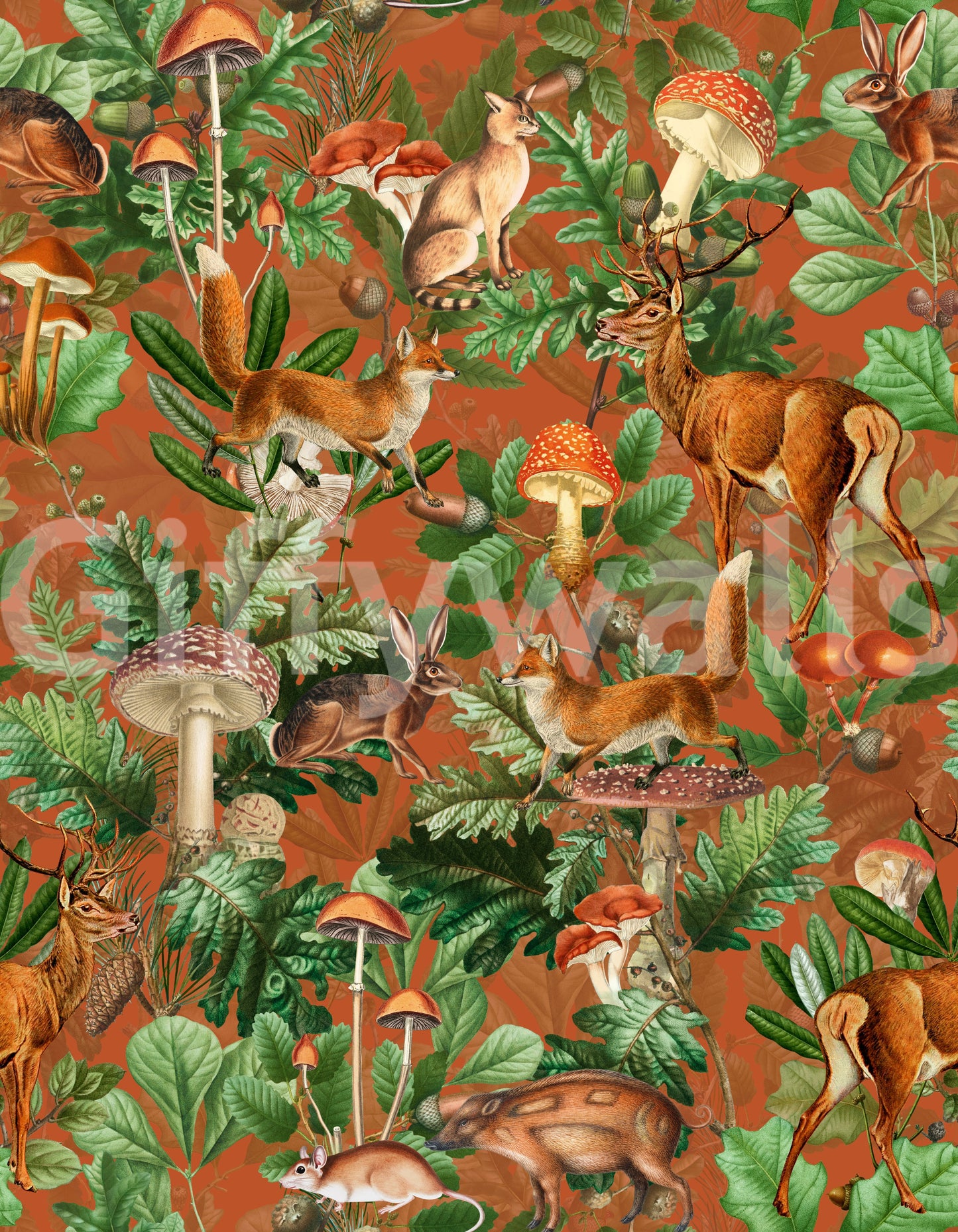 Vintage Botanical Woodland Collection Wallpaper