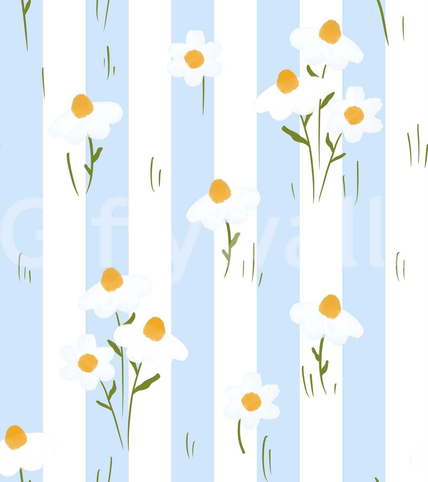 Striped Meadow Daisies Wallpaper