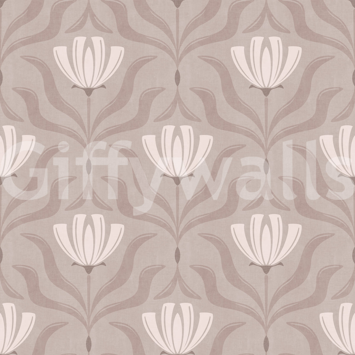 Minimalist Botanical Blossom Taupe Wallpaper