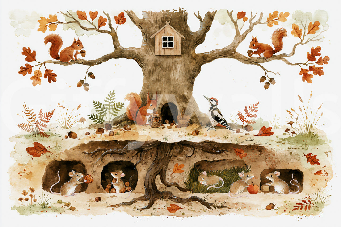 Autumnal Forest Animal Haven Wall Mural