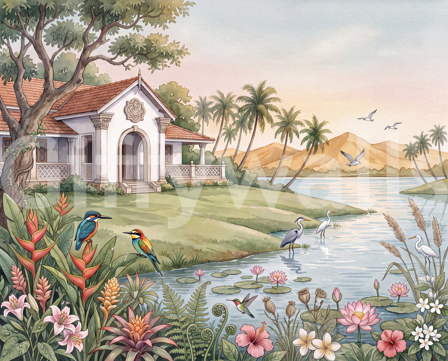 The Tropical Lake Estate Wall Mural