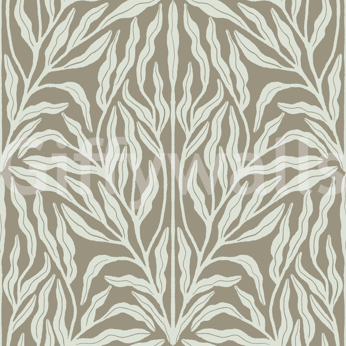 Neutral Botanical Leaf Symmetry Wallpaper