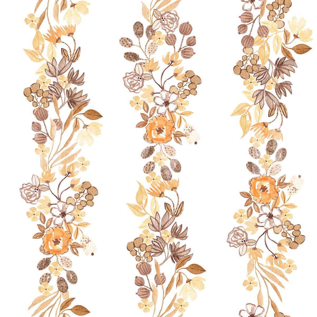 Watercolor Meadow Vertical Sprigs Wallpaper