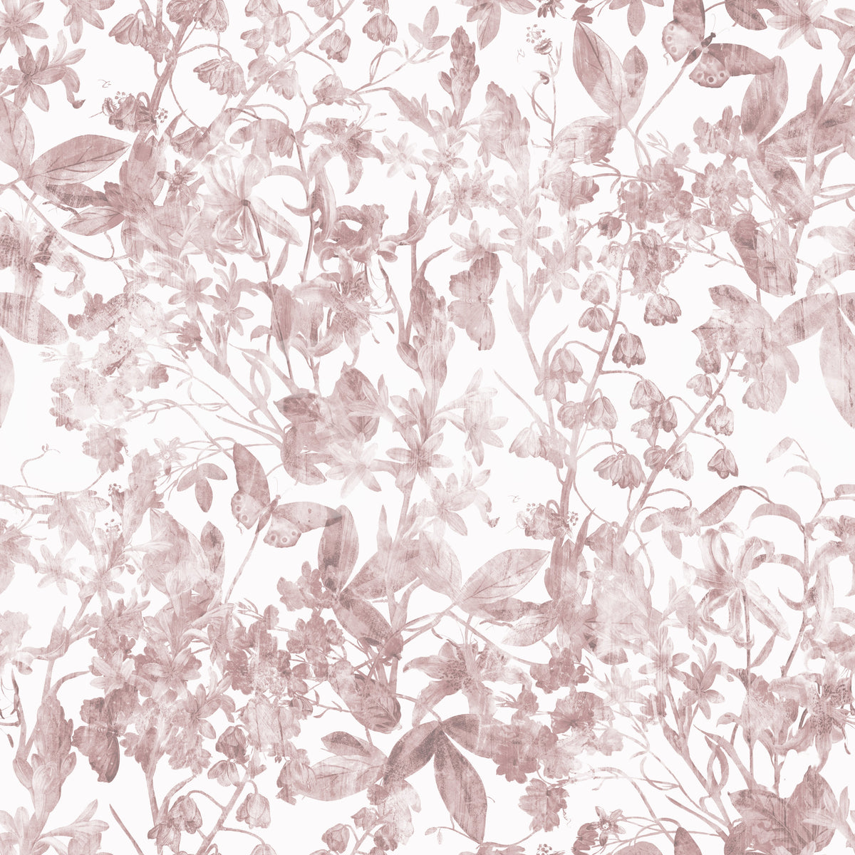 Blush Botanical Meadow Sketch Wallpaper