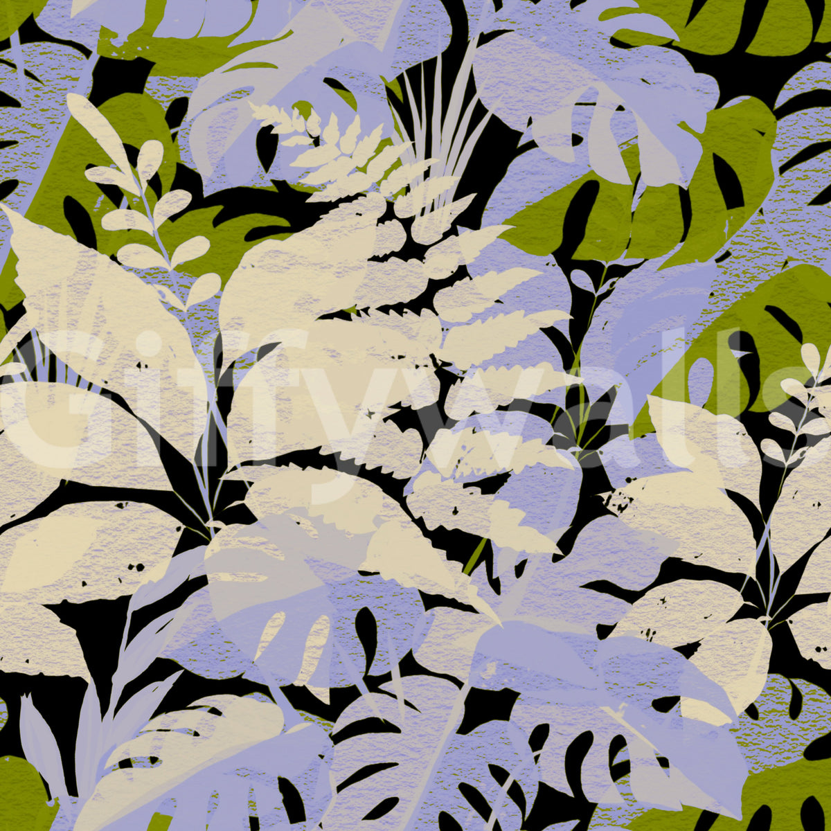 Jungle Foliage Silhouette Print Wallpaper