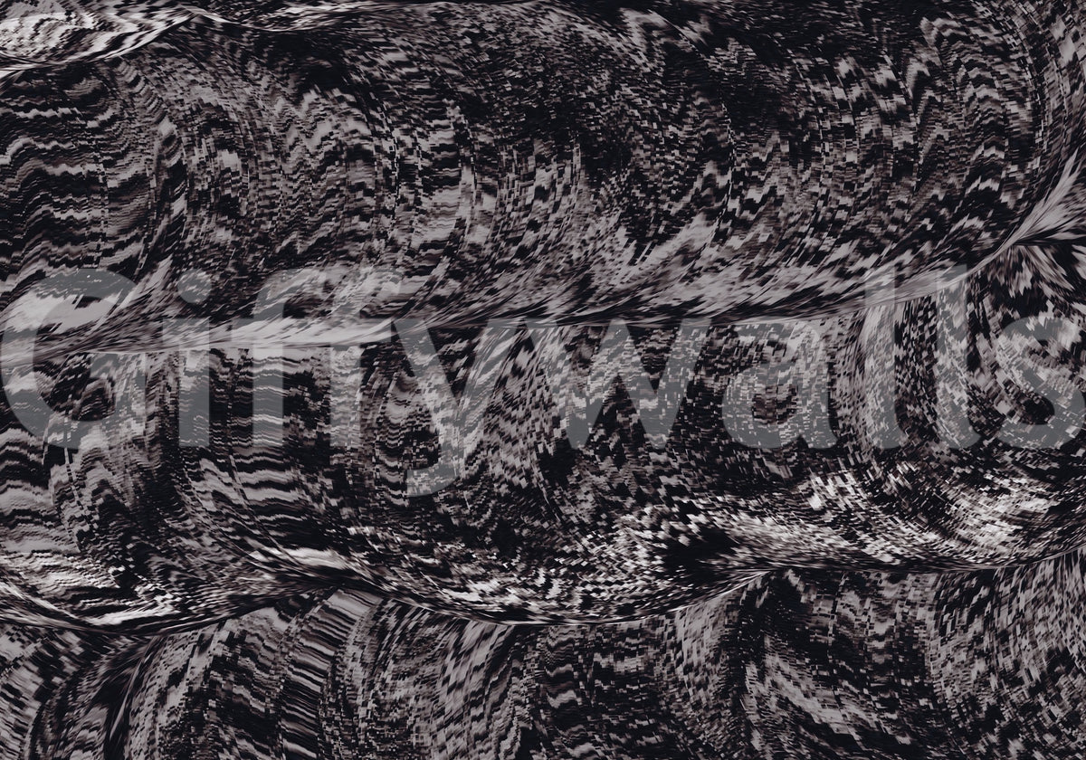 Rhythmic Grayscale Ripple Flow Wall Mural