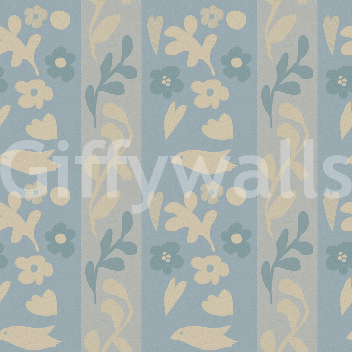 Minimalist Garden Bird Stripe Wallpaper