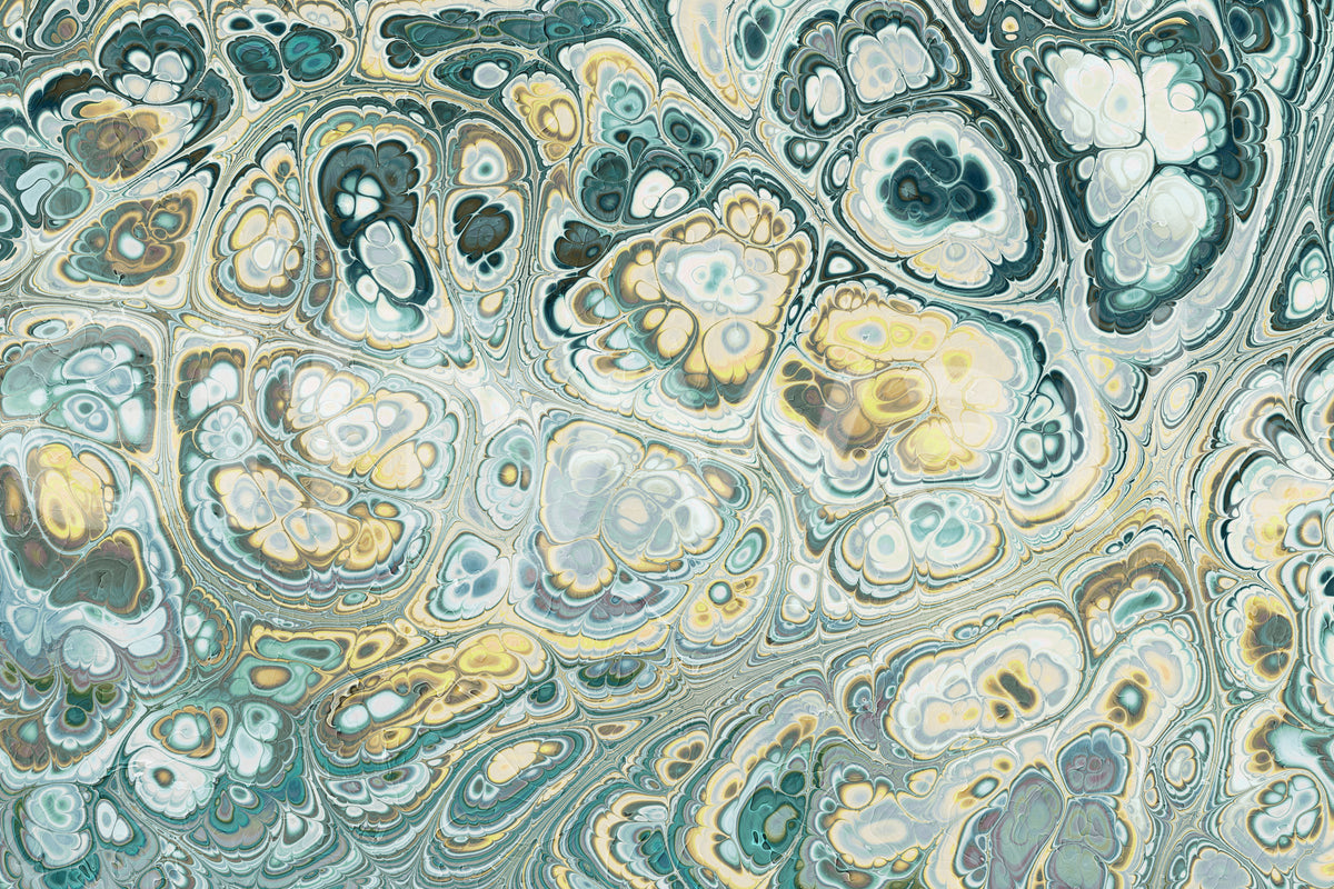 Turquoise Gold Abstract Fluid Marble Pattern