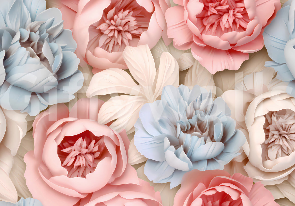 Abstract Peony Composition Wall Mural