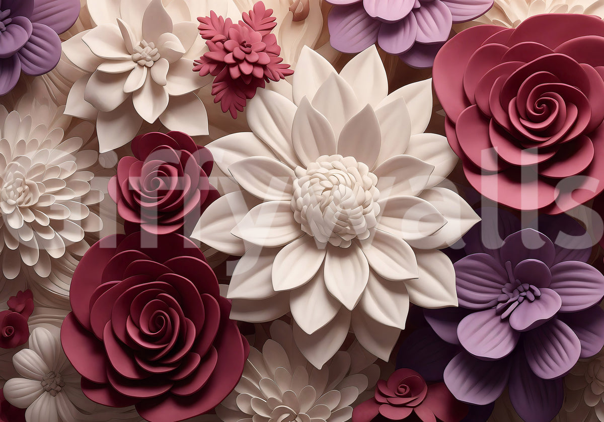 3d Floral Blooms Wall Mural