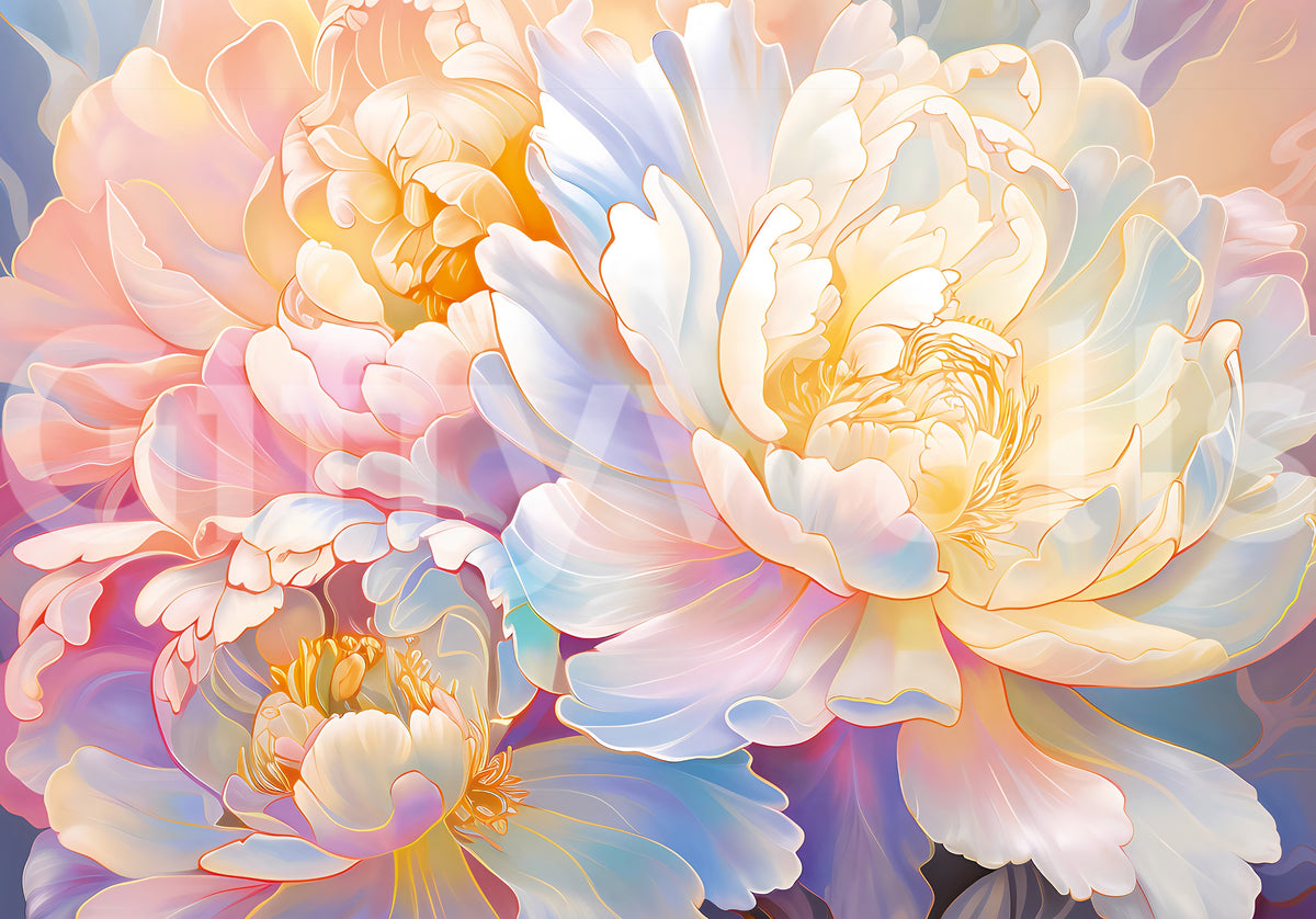 Ethereal Pastel Peony Bloom Wall Mural