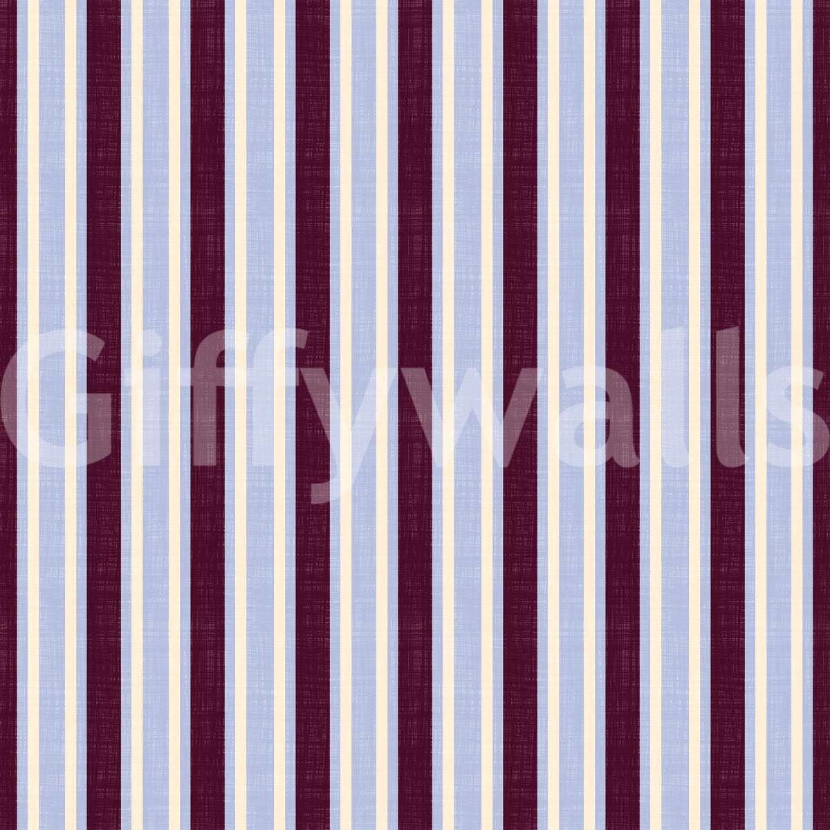 Ivy League Faux Linen Vertical Stripes - Burgundy Lilac And Cream Wallpaper